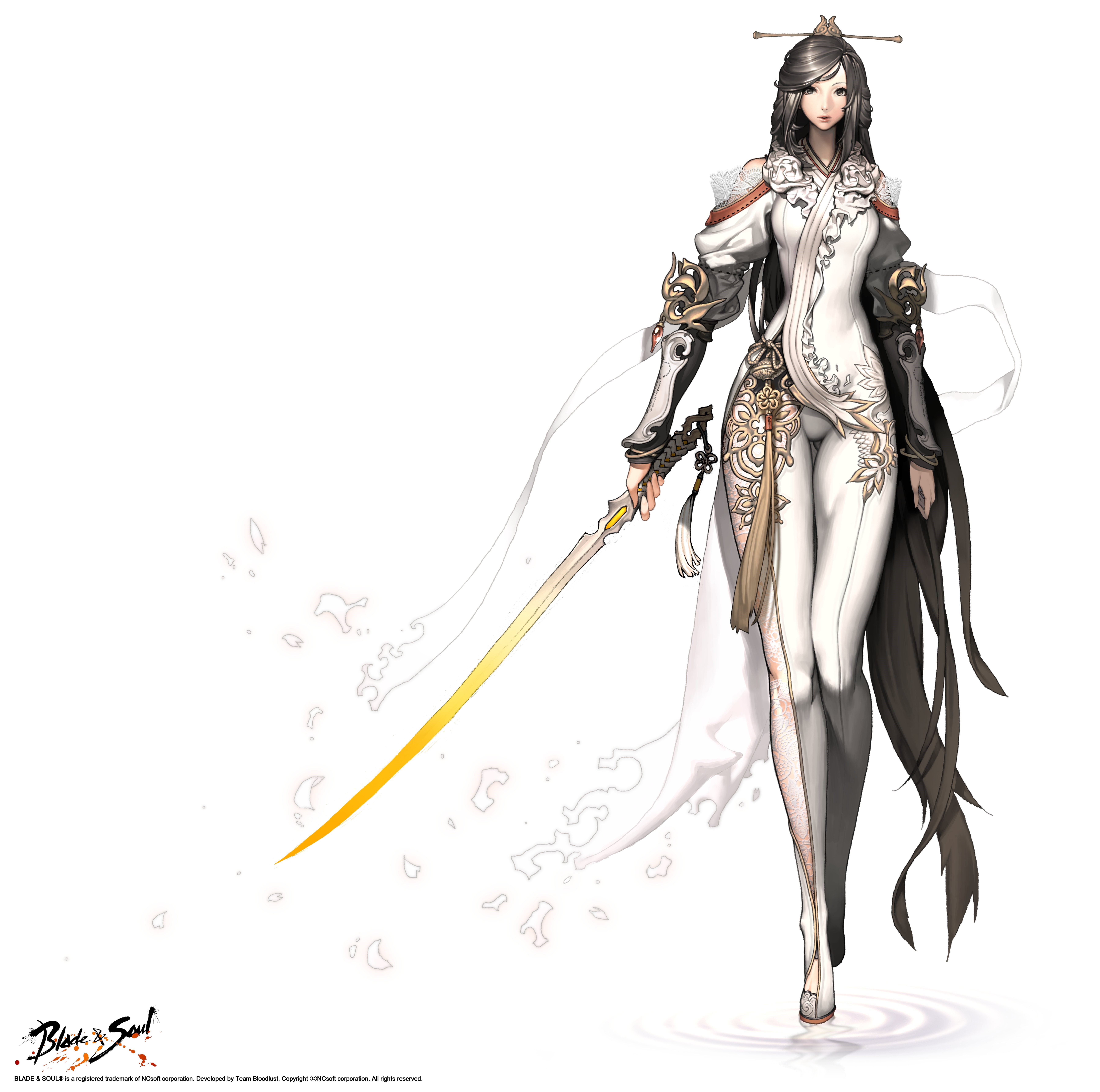 4K, Hyung-Tae Kim, Blade & Soul, long hair, anime girls, black hair, anime HD Wallpaper