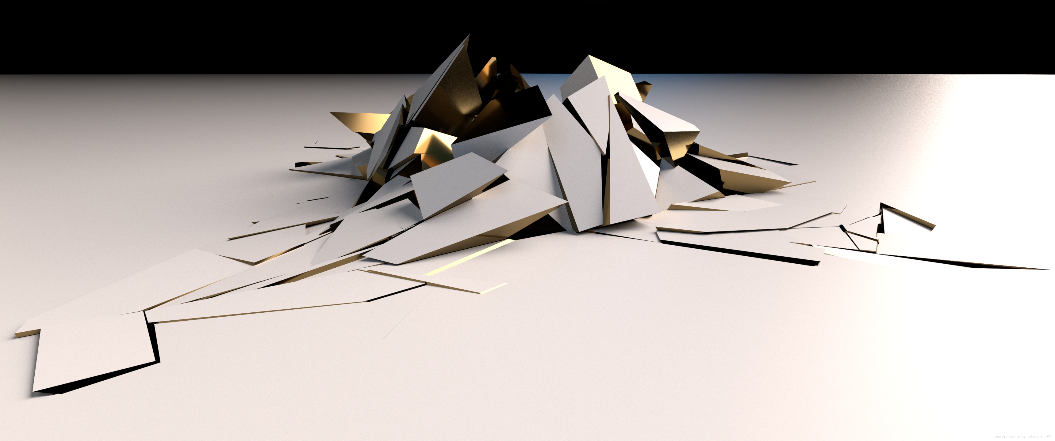 Abstract 3D render of shattered geometric shapes HD Wallpaper