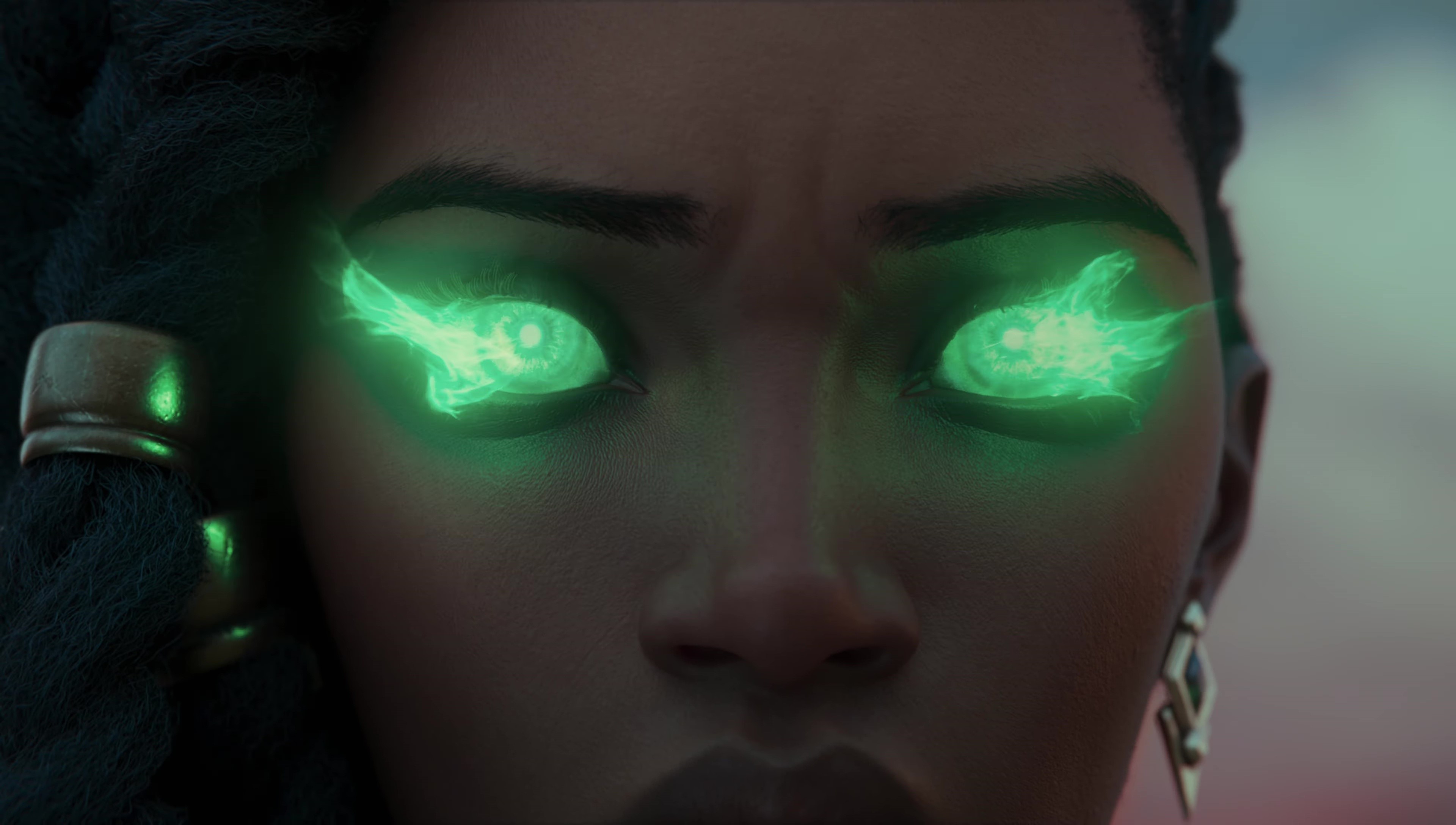 Senna from League of Legends with glowing green eyes HD Wallpaper