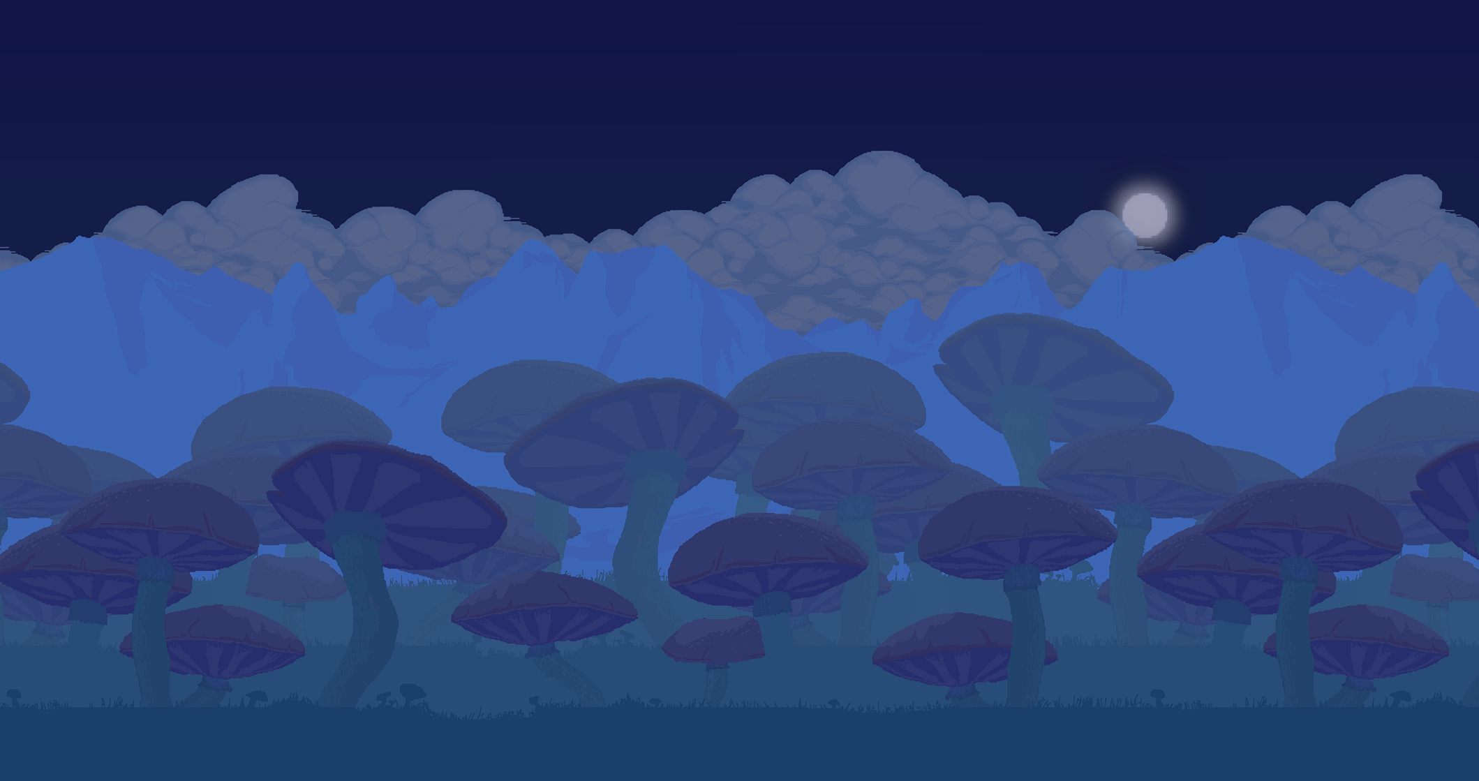 Terraria mushroom biome at night HD Wallpaper