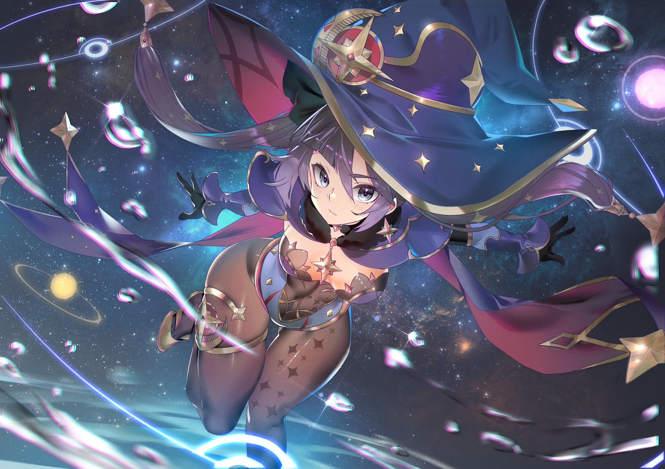 Mona from Genshin Impact in a witch outfit HD Wallpaper