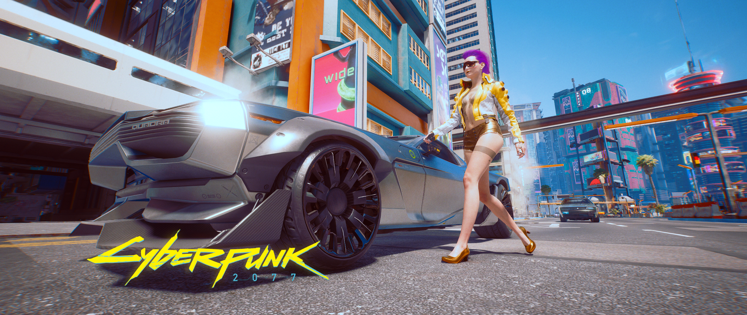 Cyberpunk 2077 game art with woman and car HD Wallpaper
