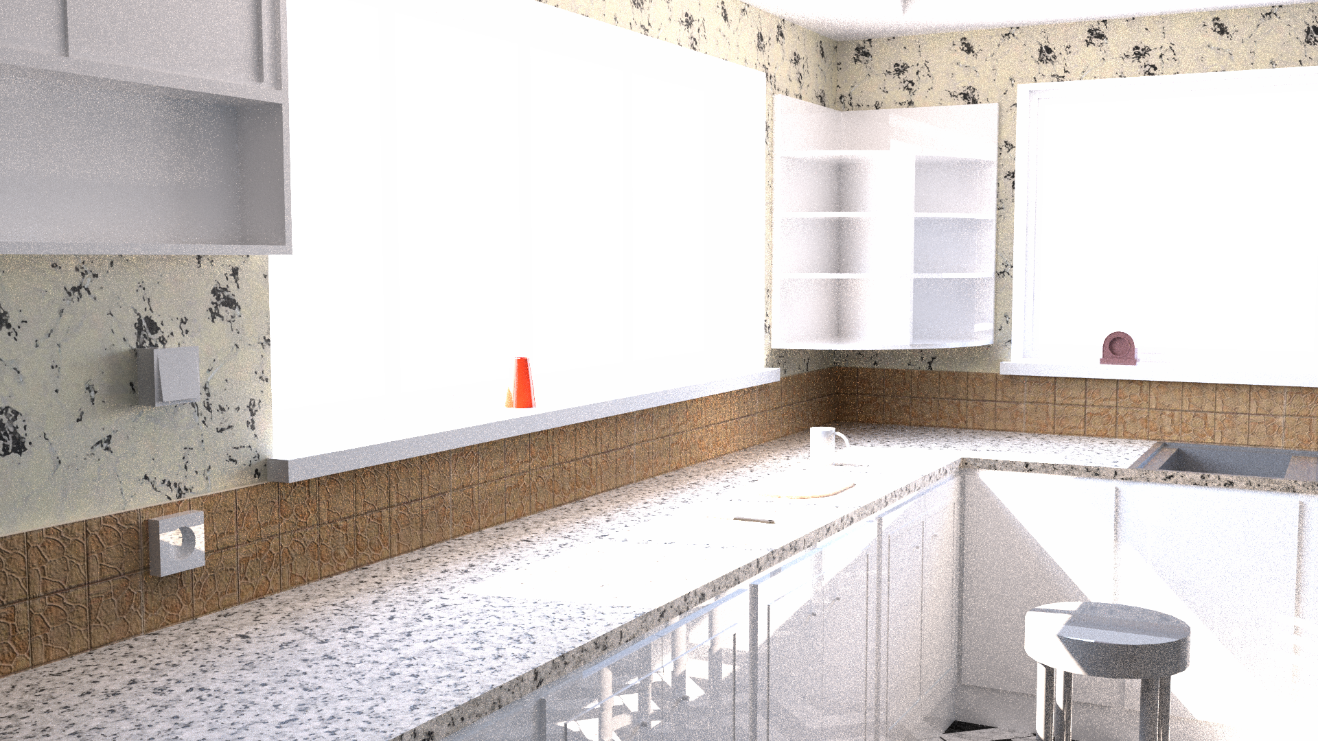 Modern kitchen interior CGI HD Wallpaper