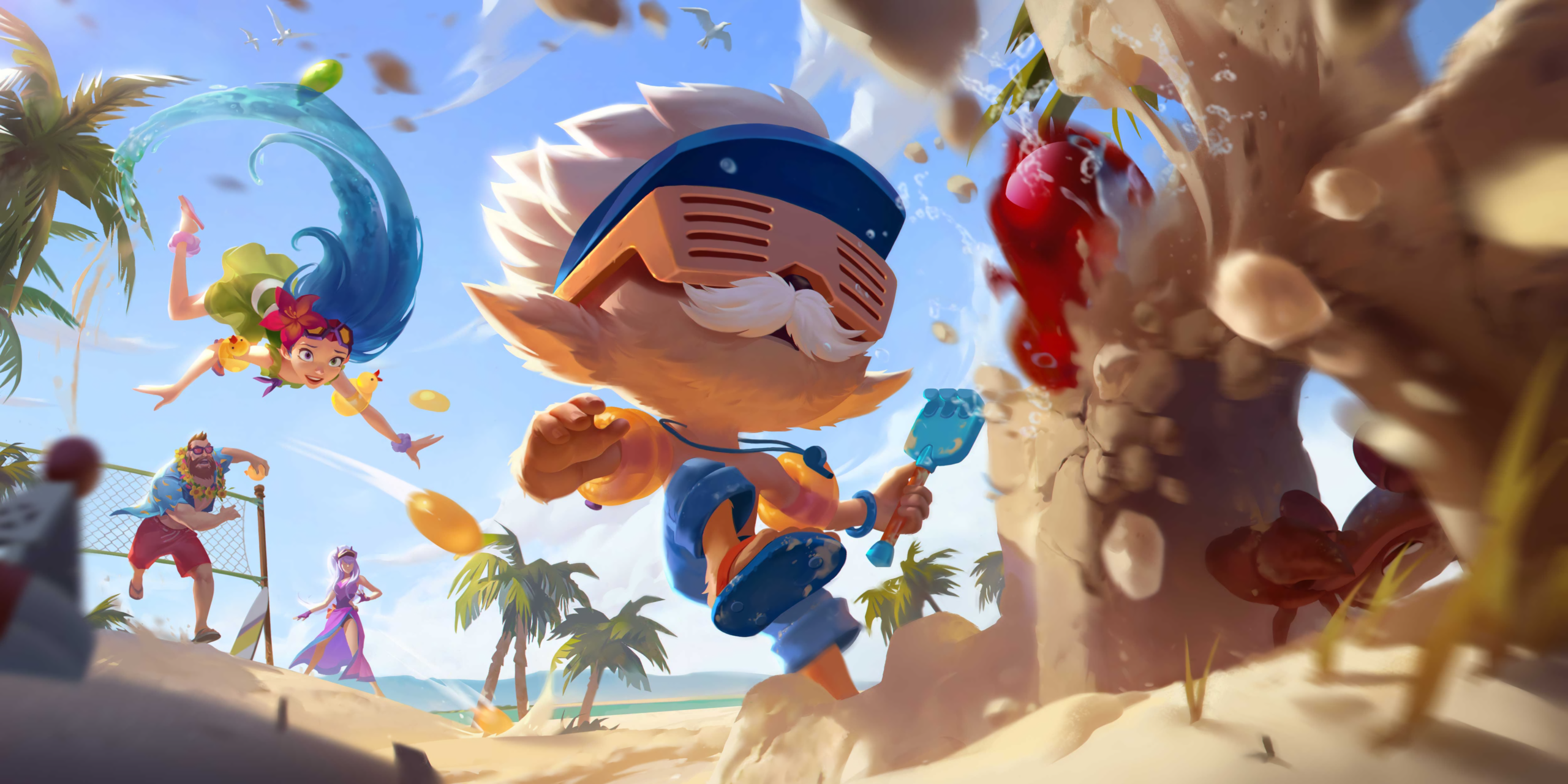 League of Legends Summer Splash Heimerdinger and Zoe HD Wallpaper