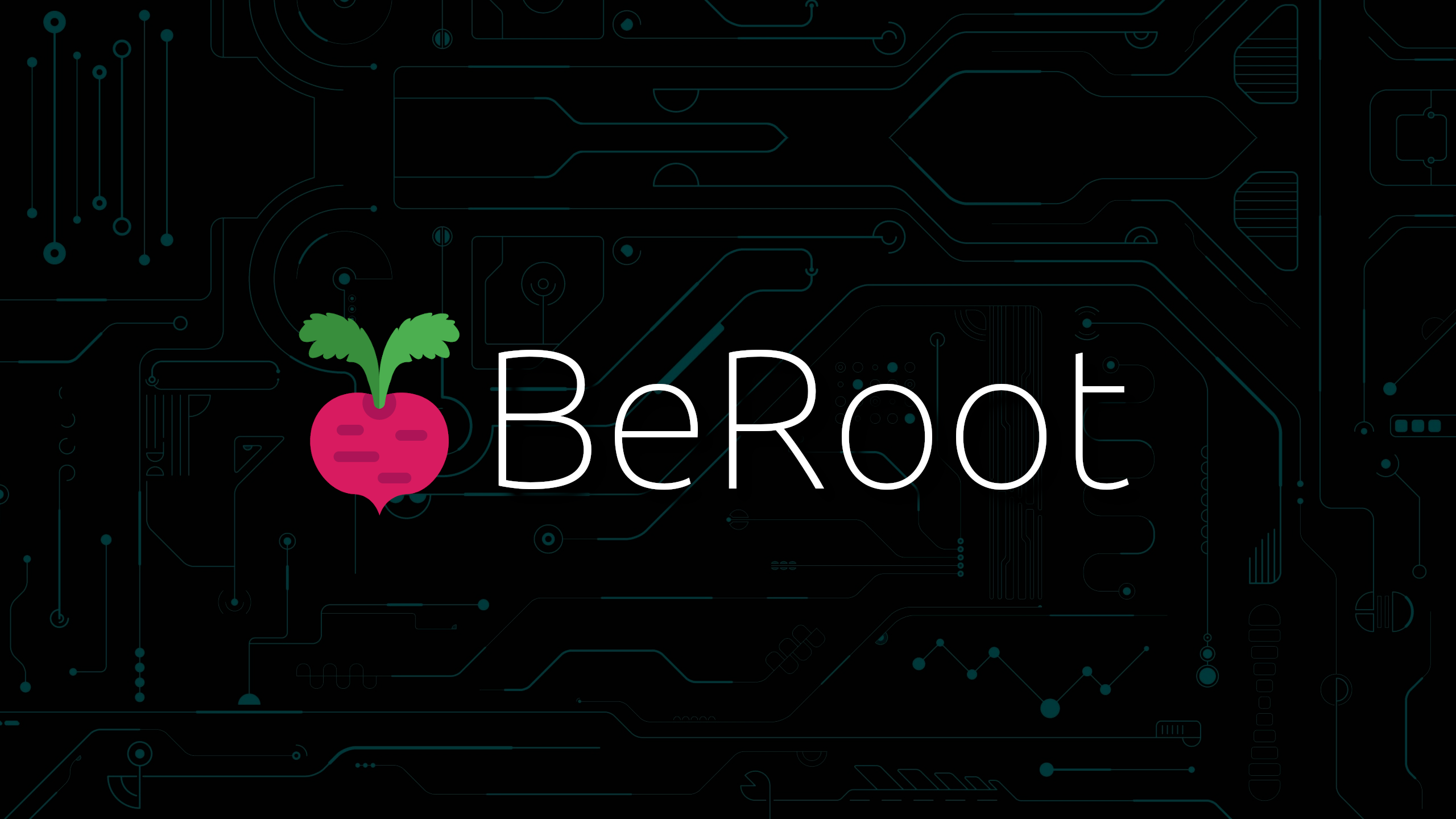 BeRoot logo with a beet and circuit board background HD Wallpaper
