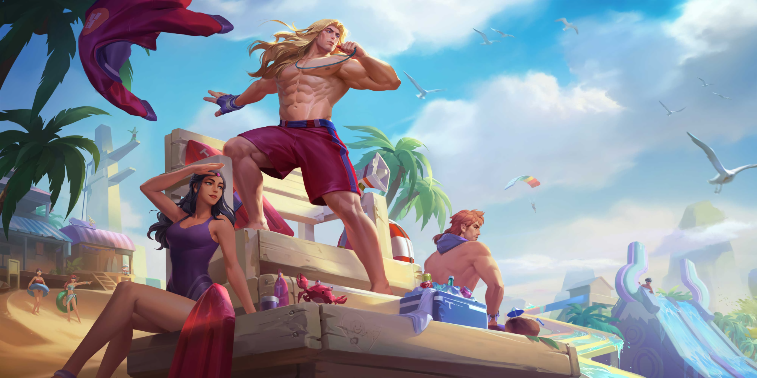 Pool Party Taric and Caitlyn Legends of Runeterra HD Wallpaper