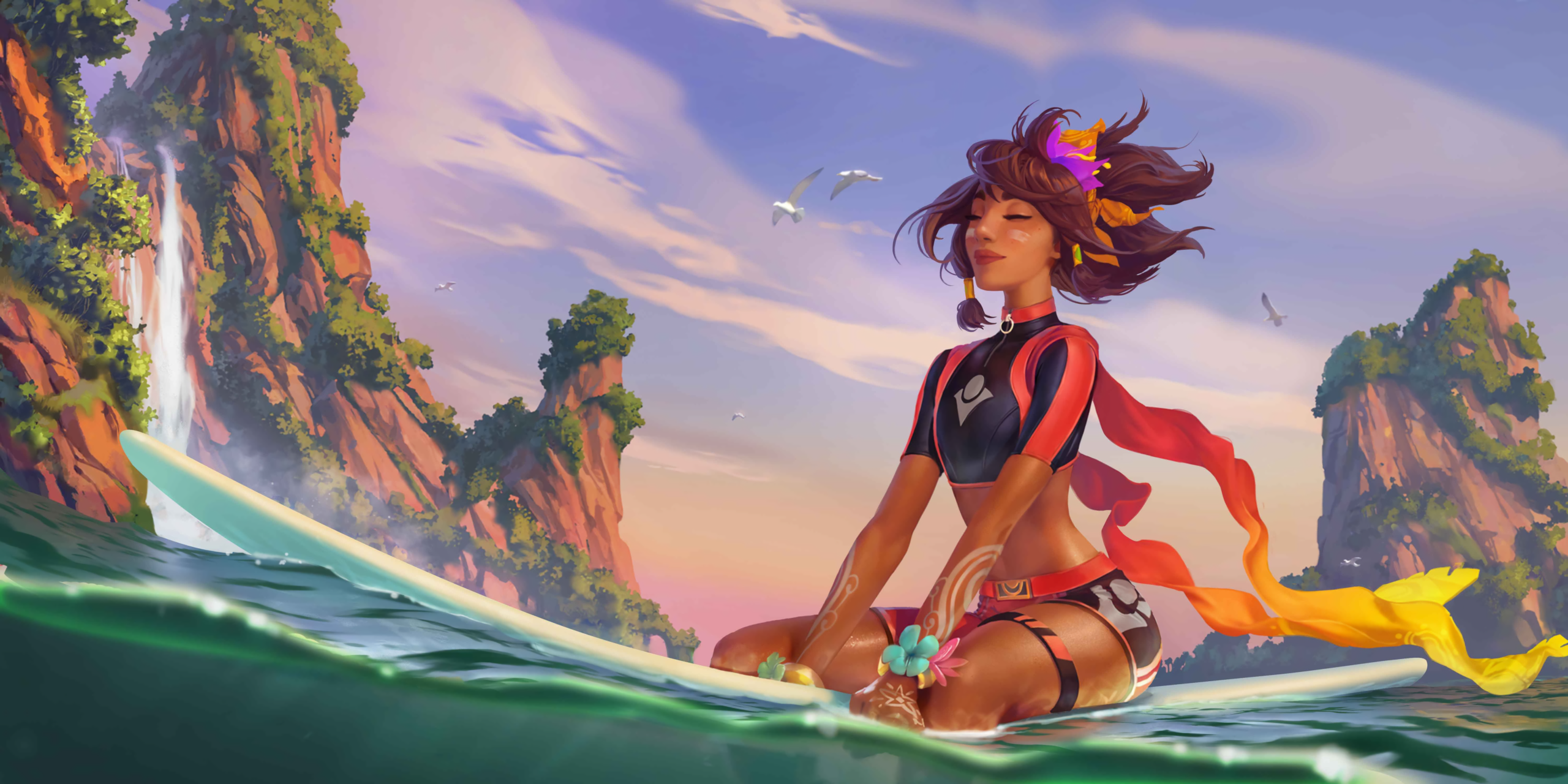Taliyah surfing in League of Legends HD Wallpaper