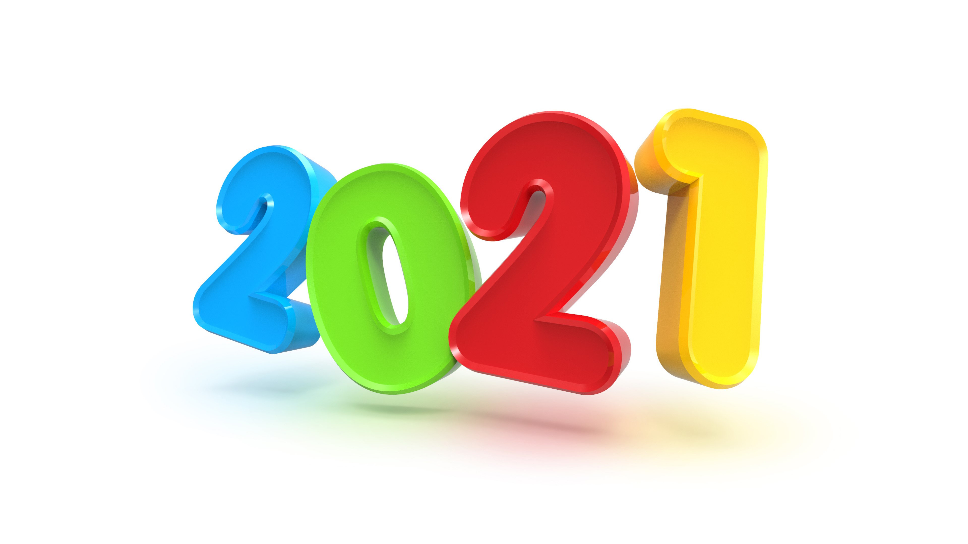 3D numbers 2021 in different colors HD Wallpaper