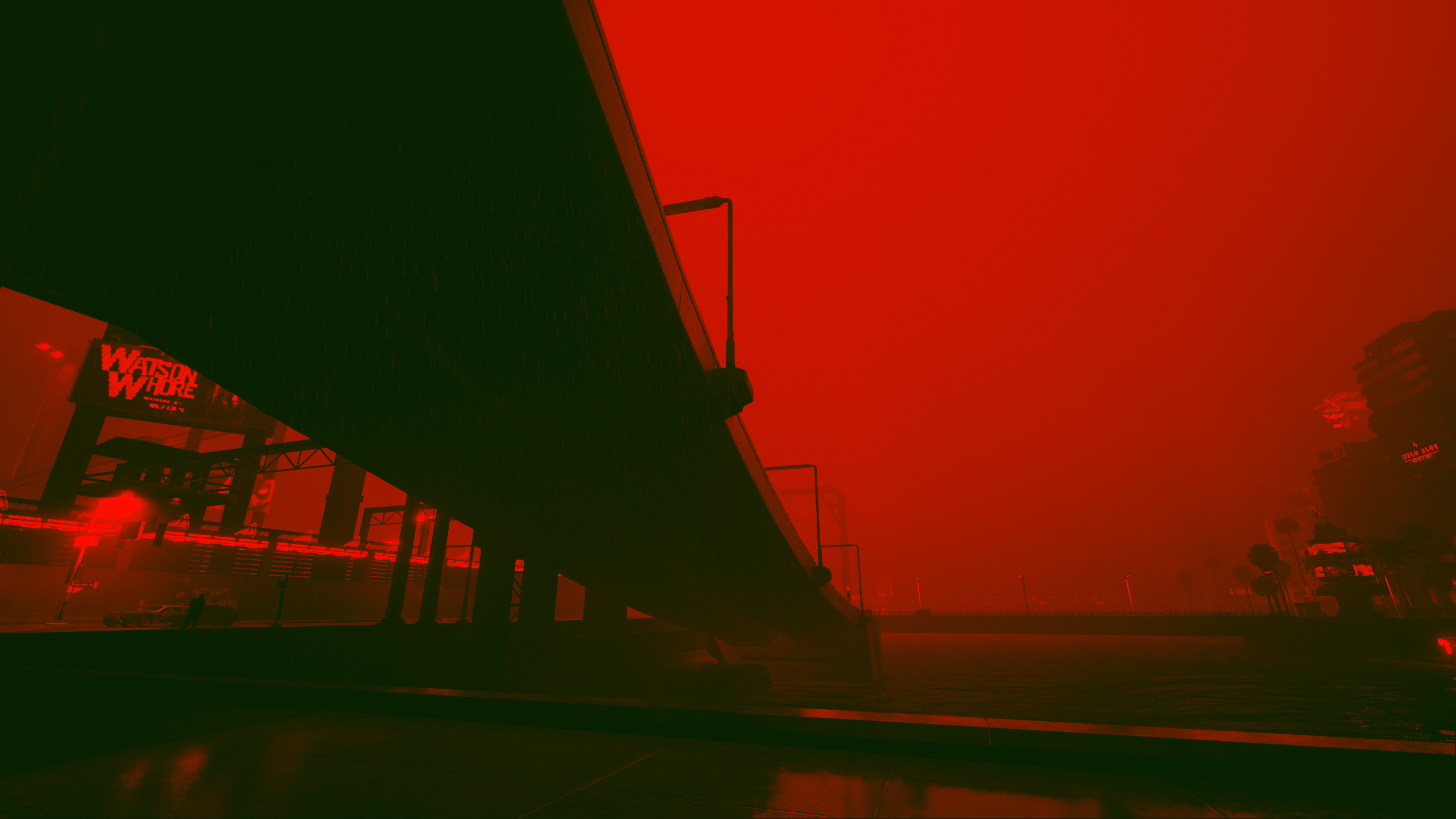 Cyberpunk 2077 screenshot of a bridge and city HD Wallpaper