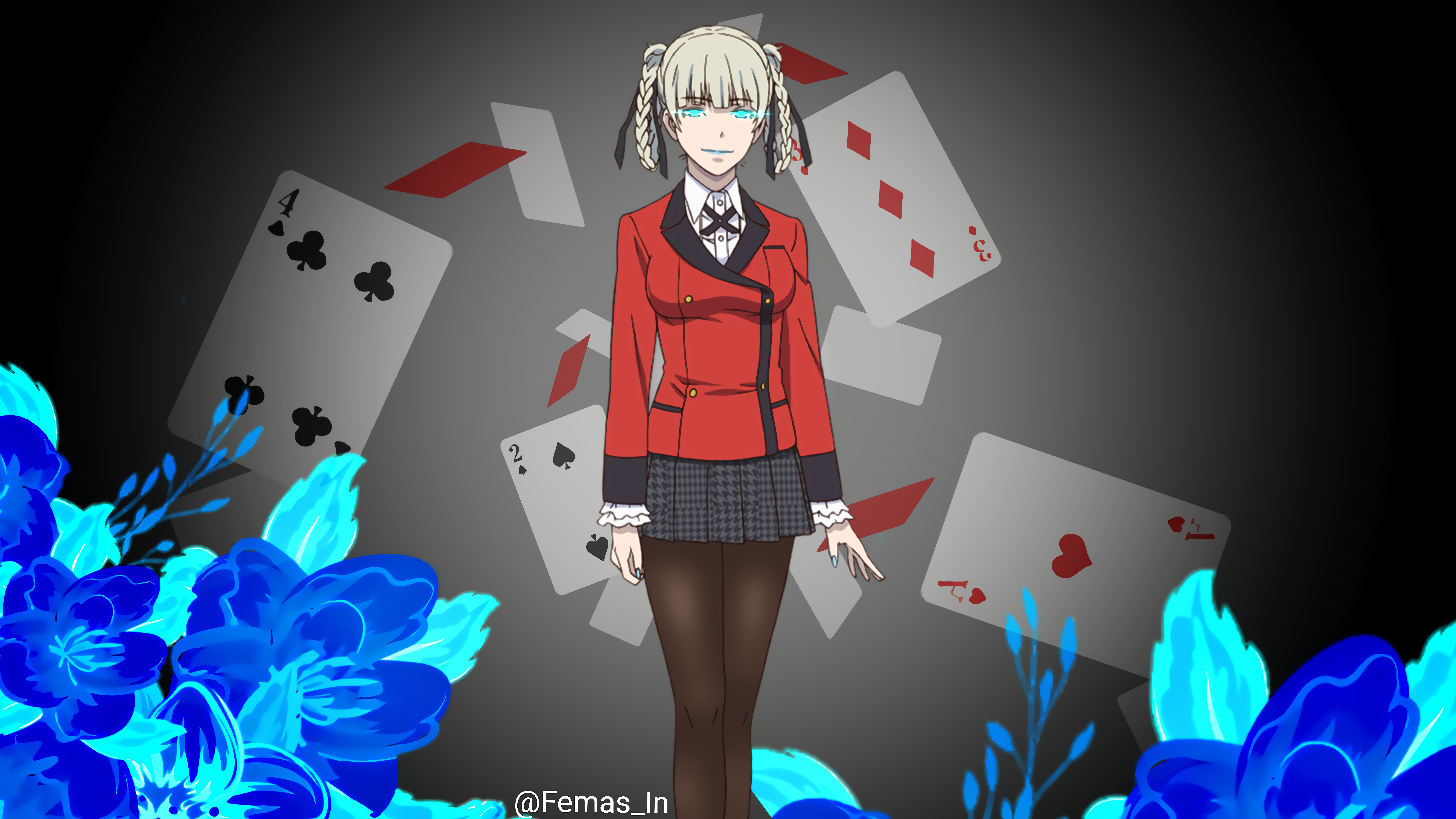 Kirari Momobami from Kakegurui with playing cards HD Wallpaper