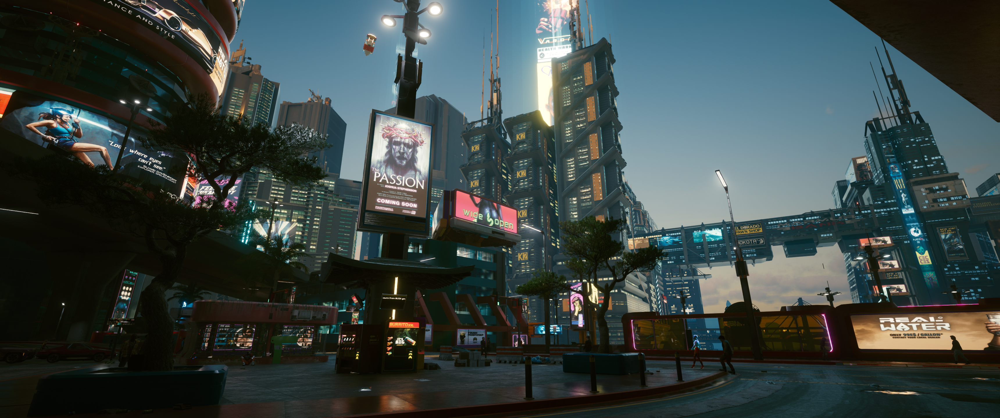 Cyberpunk 2077 cityscape with billboards HD Wallpaper