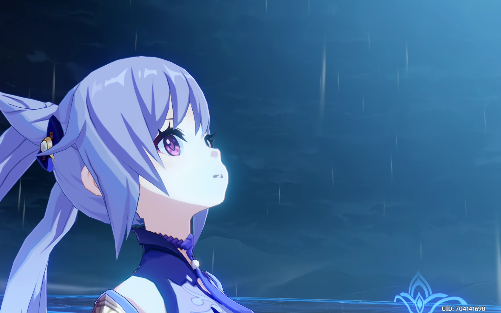 Keqing from Genshin Impact in the rain HD Wallpaper