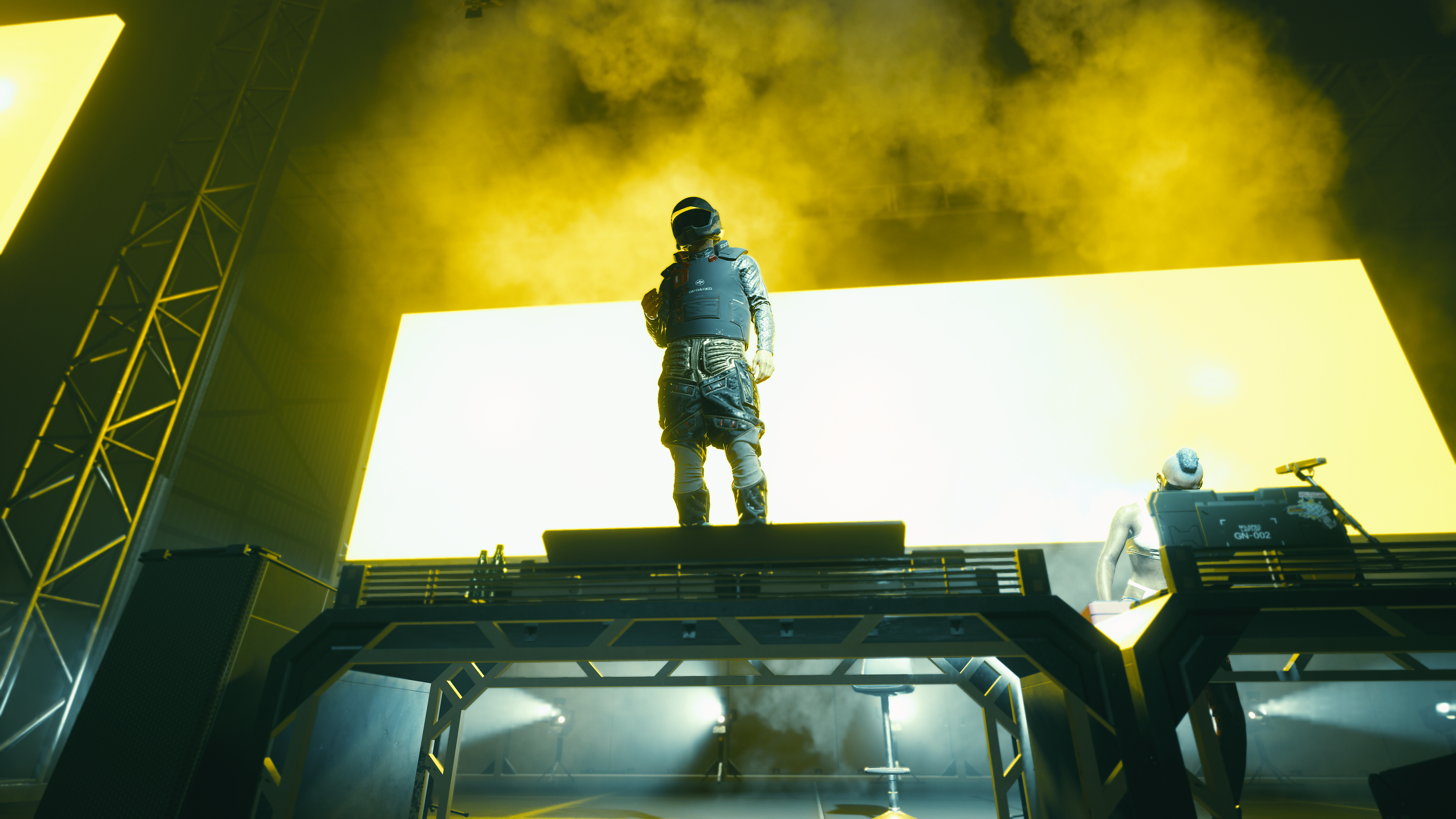 Cyberpunk 2077 stage shot with performers HD Wallpaper