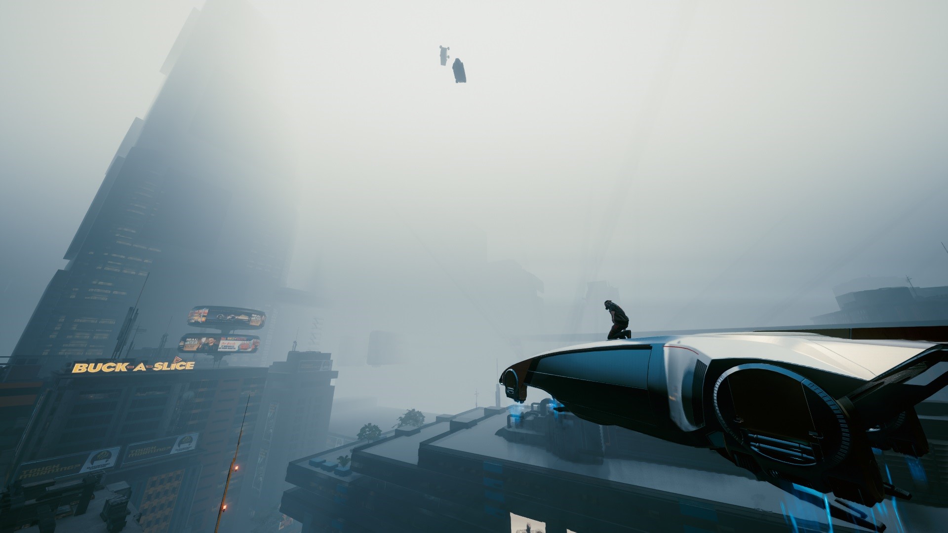Cyberpunk 2077 screenshot of a person on a futuristic vehicle HD Wallpaper