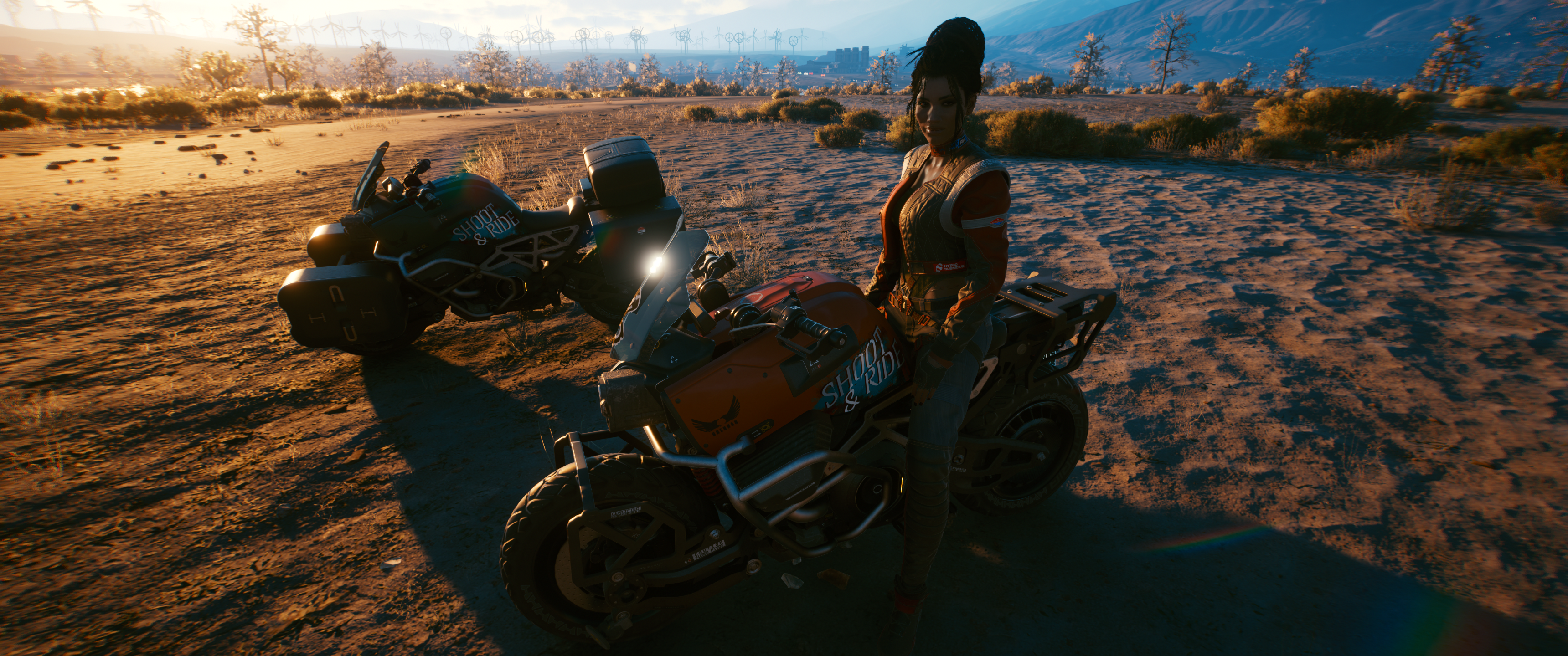 Panam Palmer from Cyberpunk 2077 with motorcycles HD Wallpaper