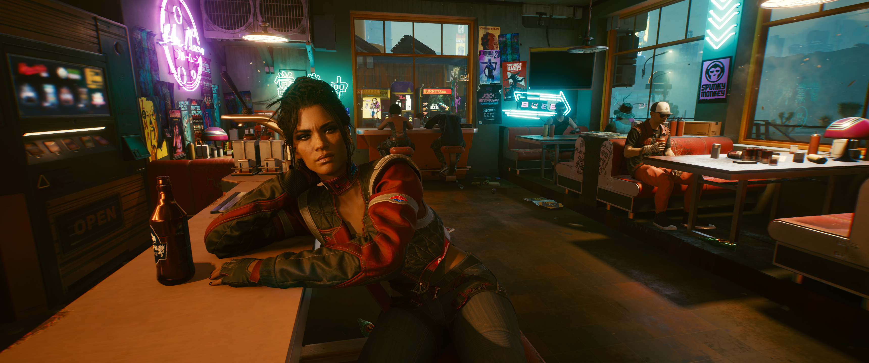 Panam Palmer from Cyberpunk 2077 in a bar HD Wallpaper