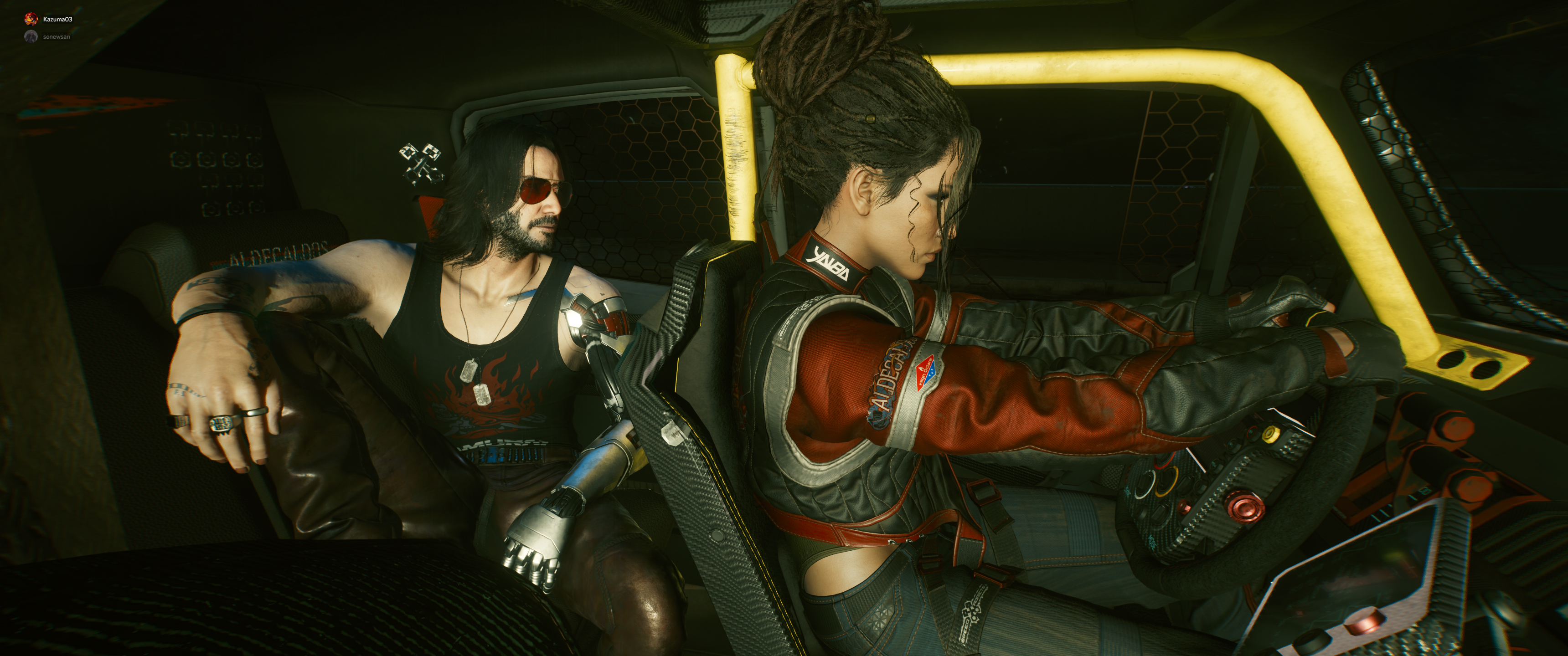 Johnny Silverhand and Panam Palmer in Cyberpunk 2077 HD Wallpaper
