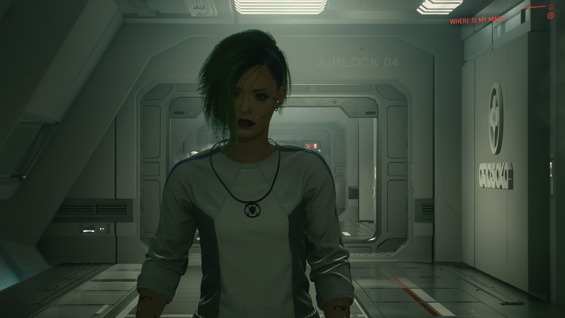 Woman with green hair in Cyberpunk 2077 HD Wallpaper