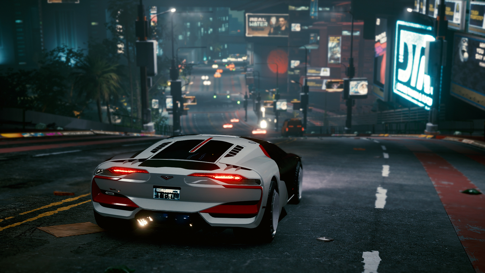 Cyberpunk 2077 screenshot of a futuristic car at night HD Wallpaper