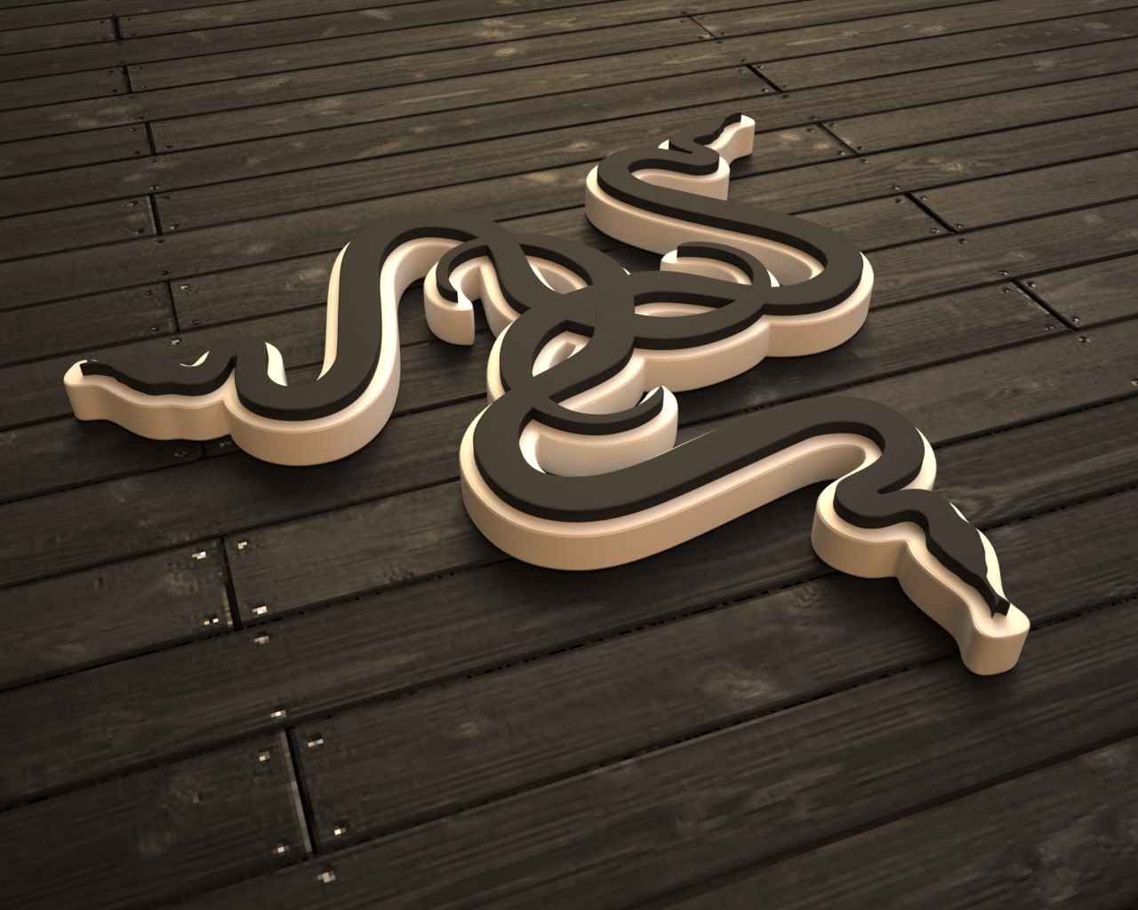 Razer logo 3D render on wooden planks HD Wallpaper
