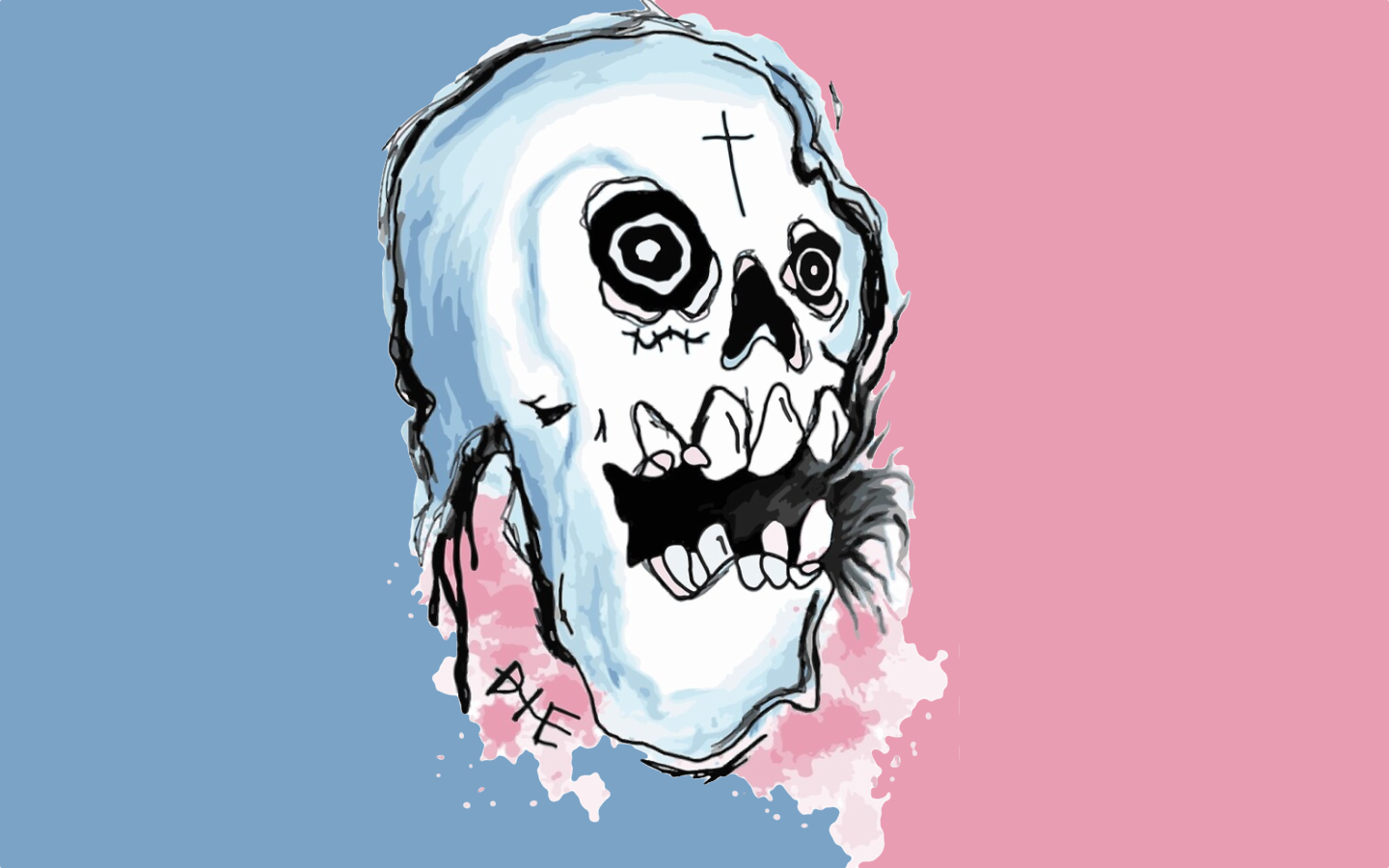 Lil Peep skull with cross and text HD Wallpaper