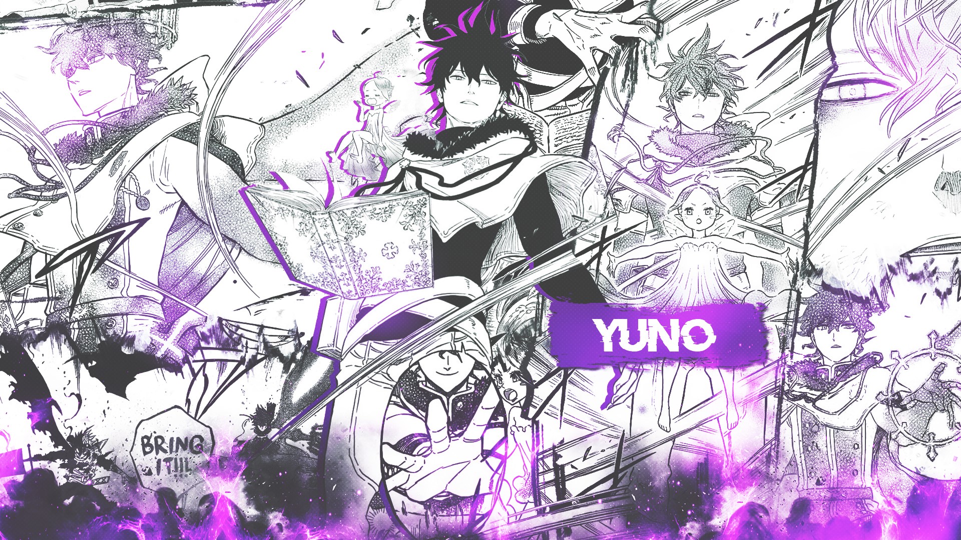 Yuno and other characters from Black Clover manga collage HD Wallpaper