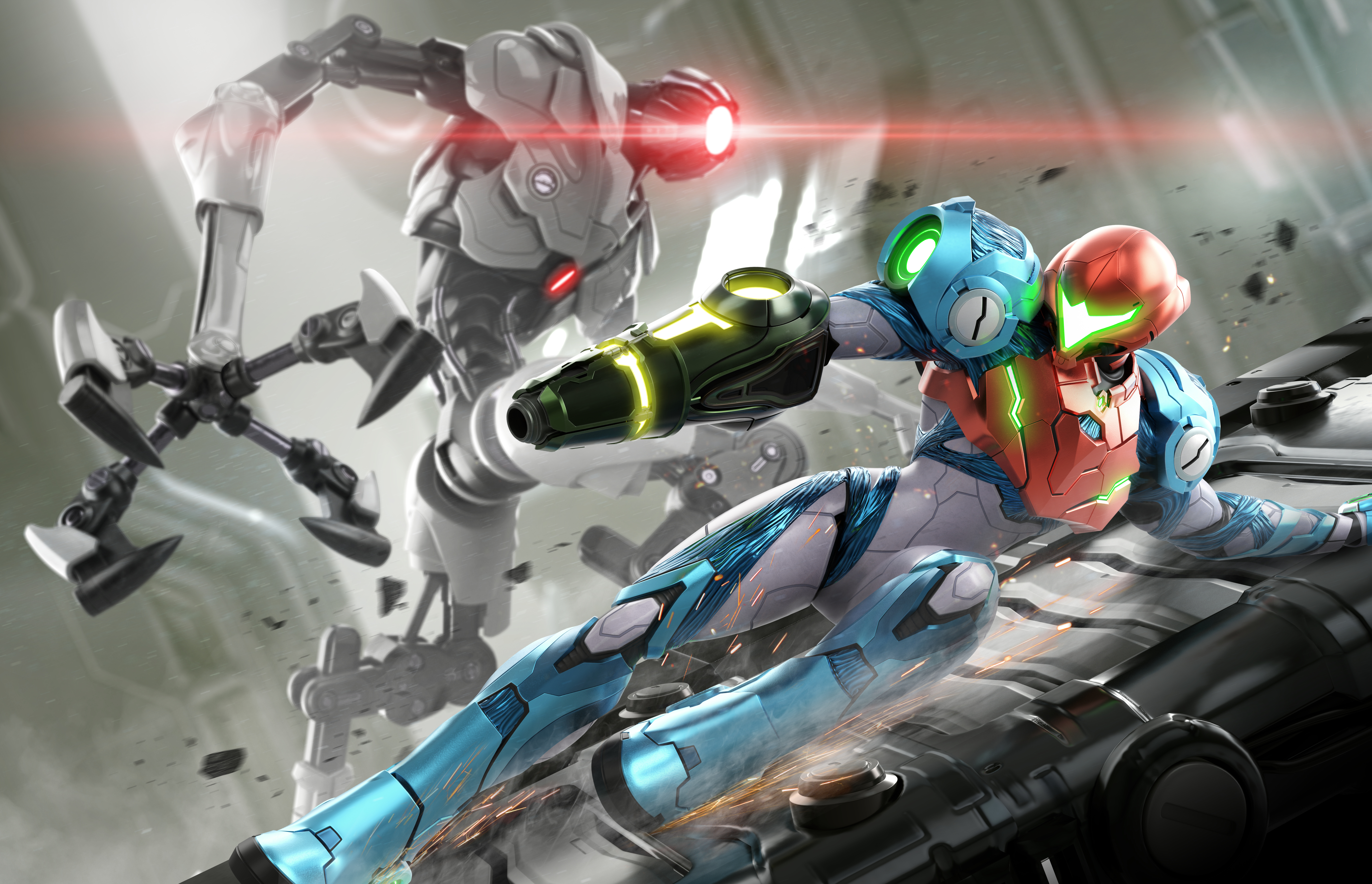 Metroid Dread Samus Aran vs Robot HD Wallpaper