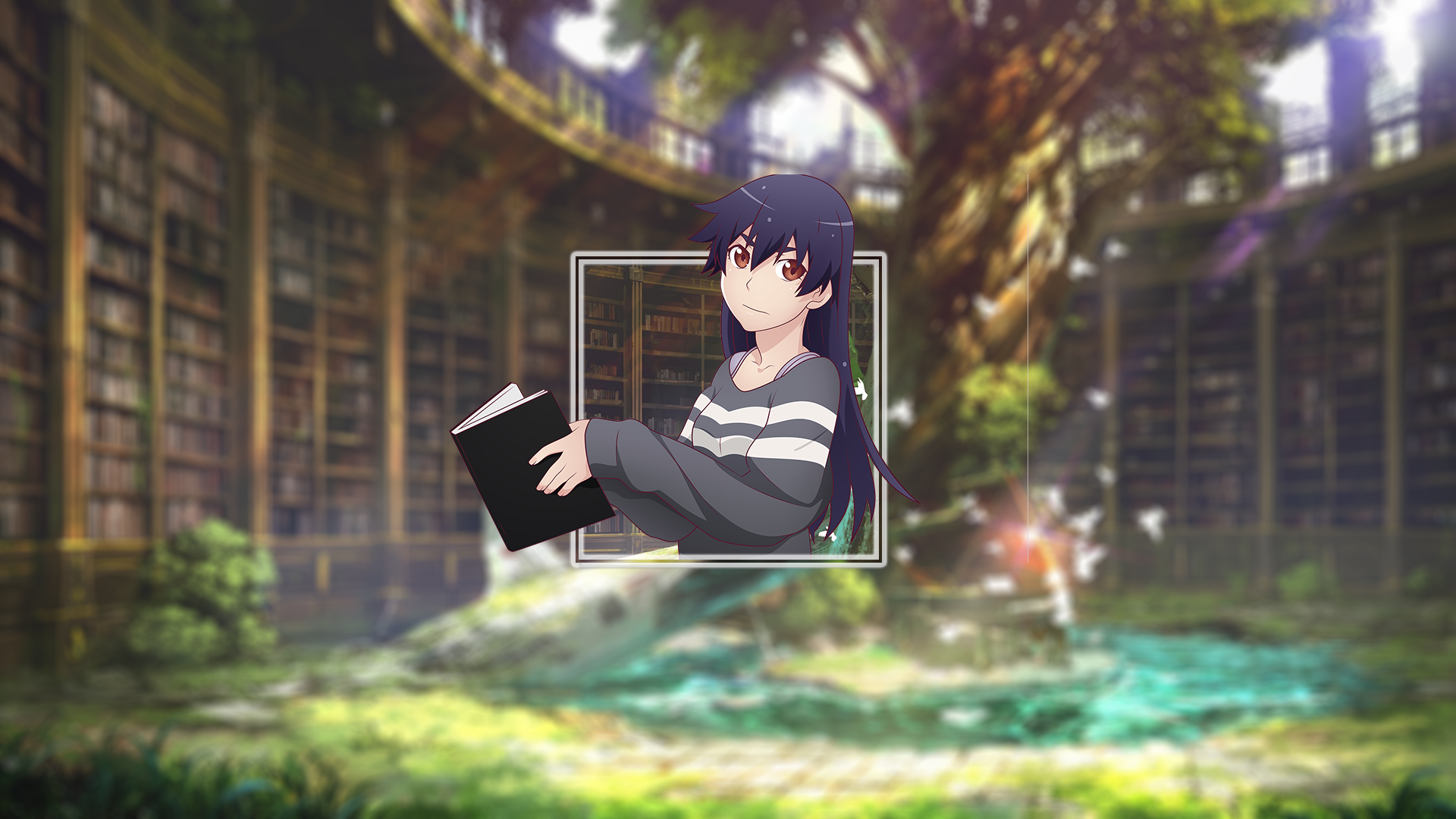 Kanbaru Suruga from Monogatari Series holding a book HD Wallpaper