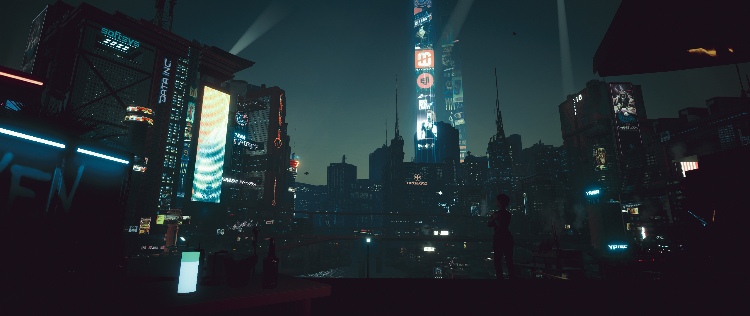 Cyberpunk 2077 cityscape at night HD Wallpaper