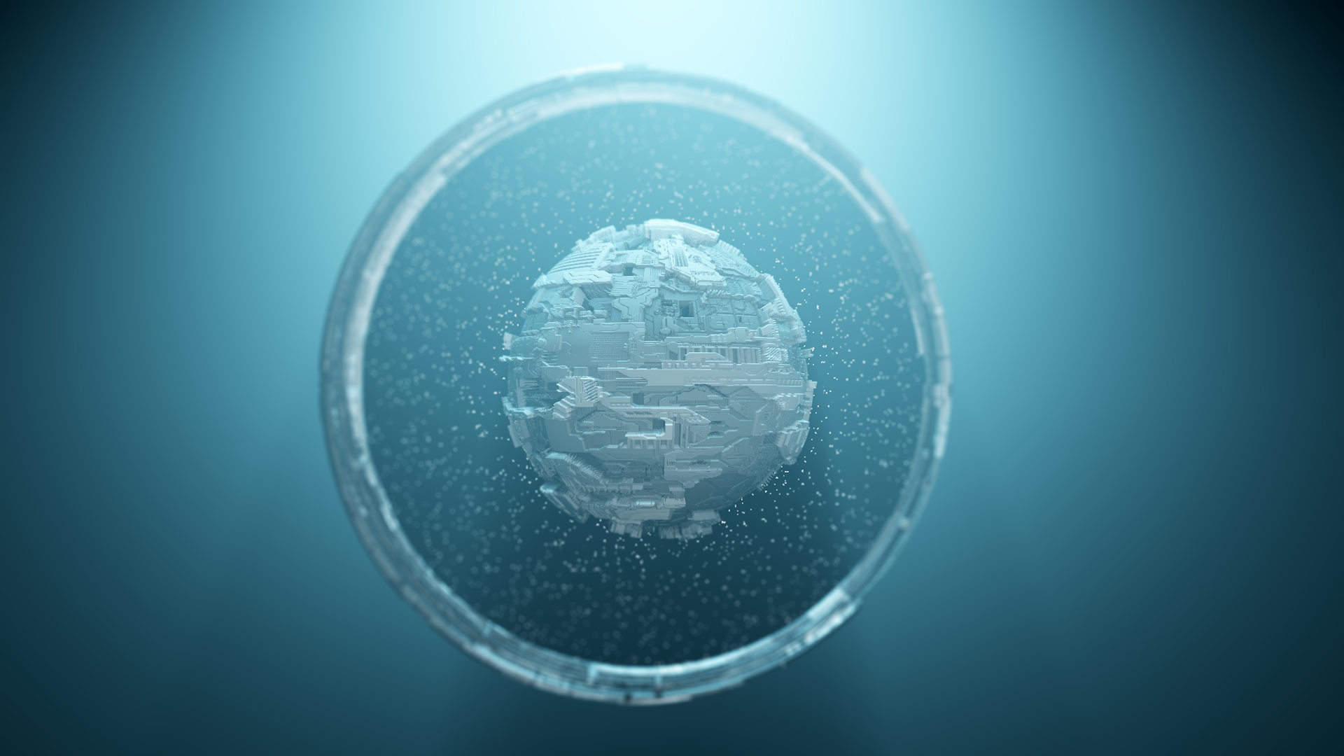 Futuristic sphere in a glass container HD Wallpaper