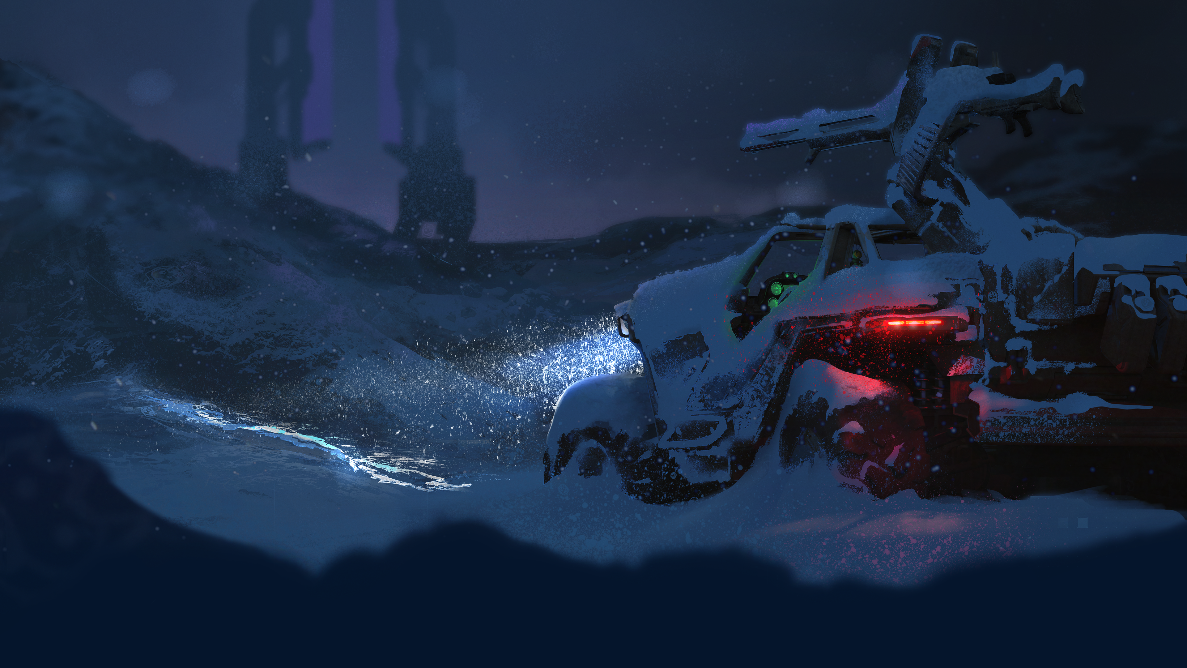 Vehicle in a snowy landscape from Halo: Master Chief Collection HD Wallpaper