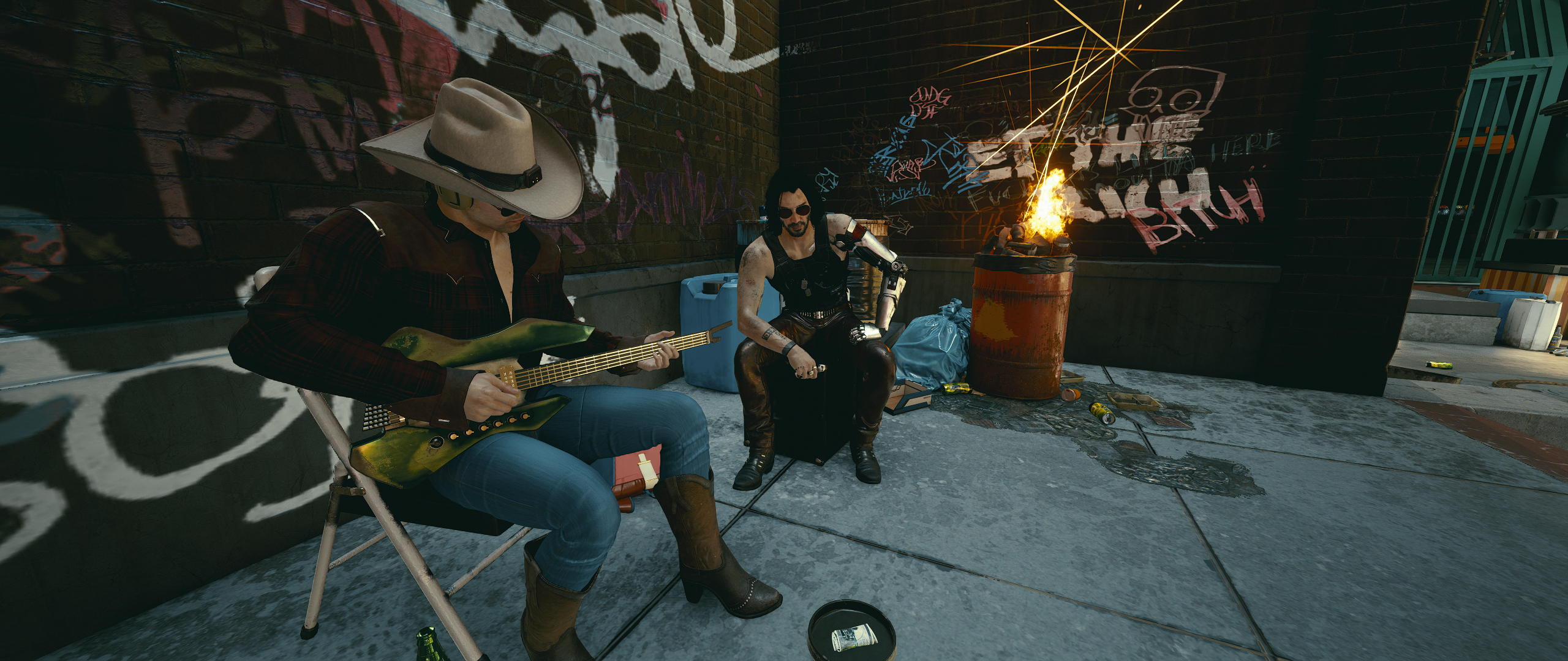 Johnny Silverhand from Cyberpunk 2077 playing guitar HD Wallpaper