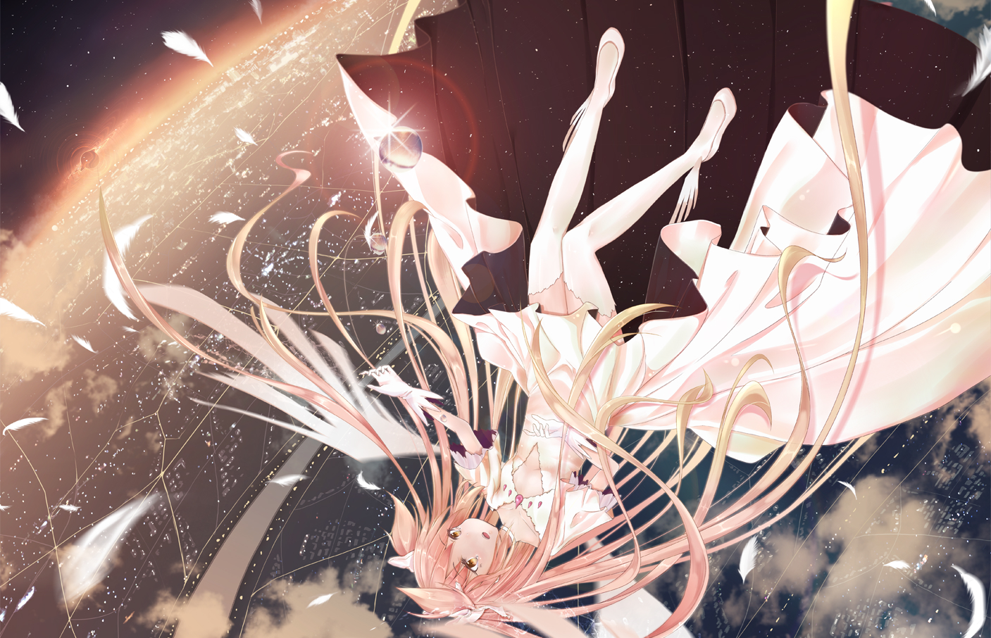 Kaname Madoka from Mahou Shoujo Madoka Magica falling HD Wallpaper