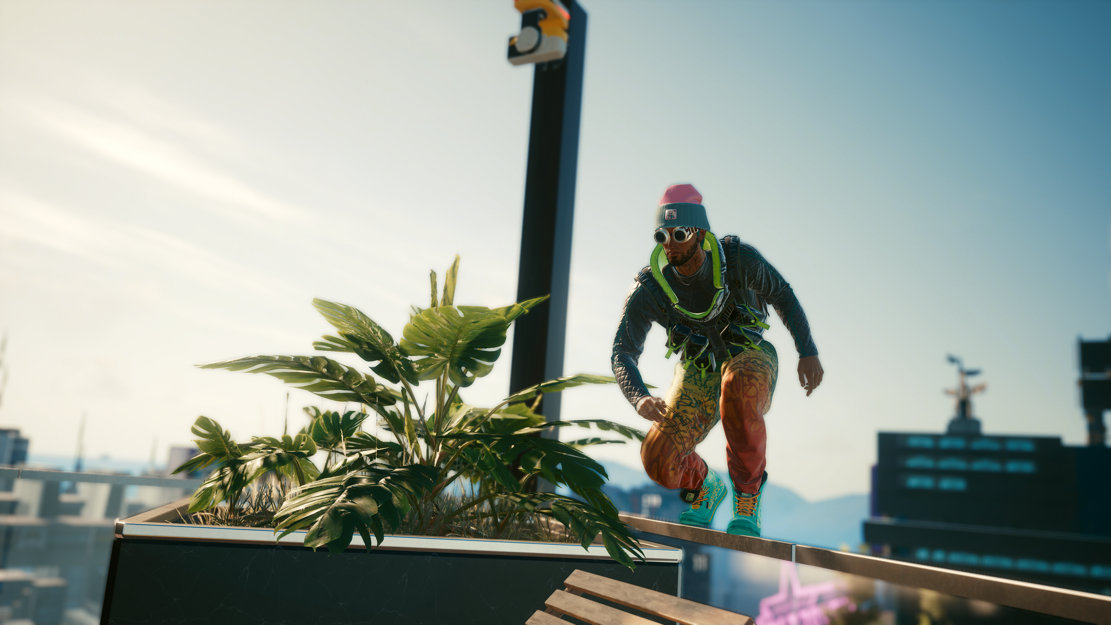 Male Vee from Cyberpunk 2077 on a rooftop HD Wallpaper