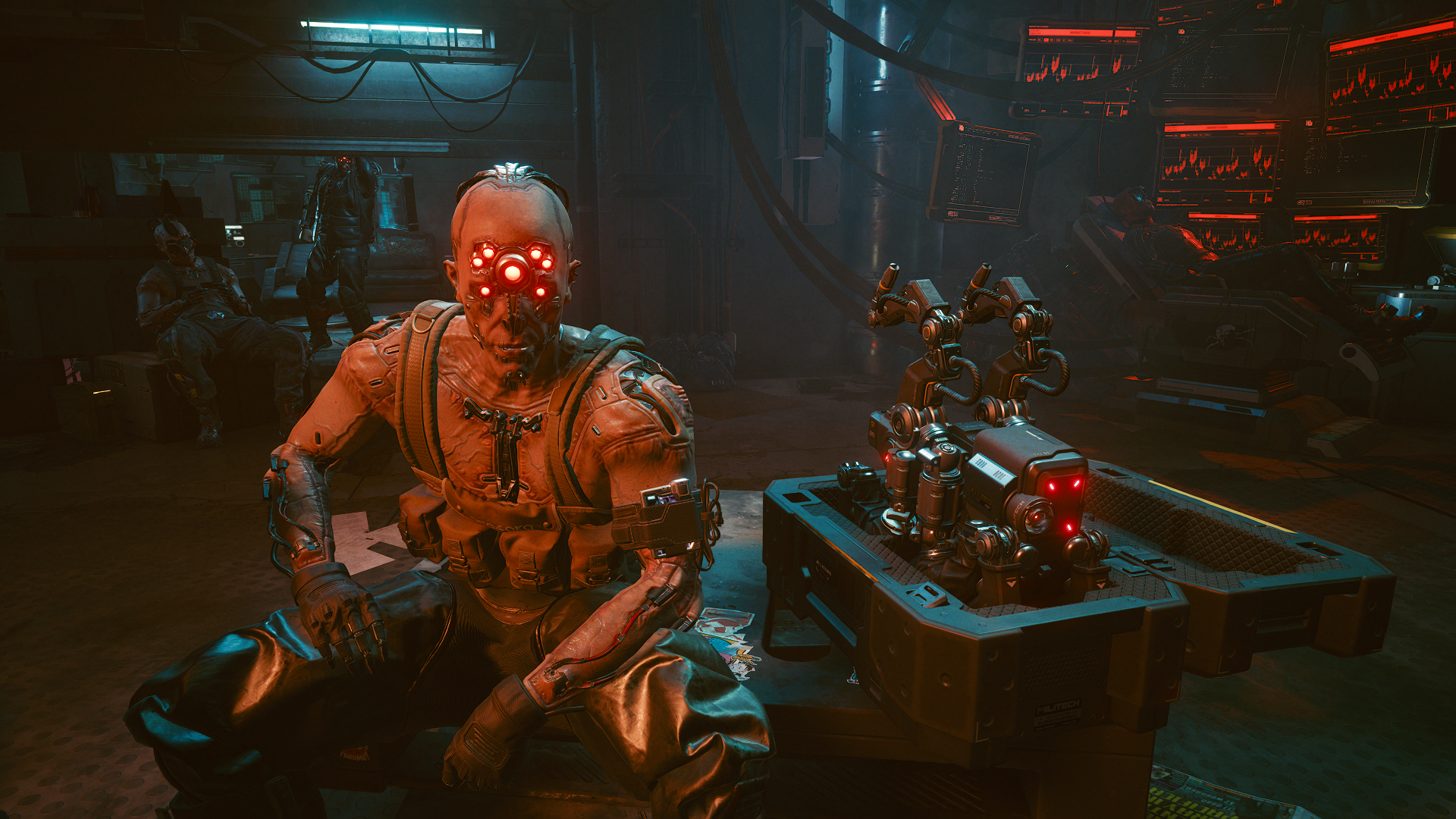 Man with cybernetic eyes and Maelstrom Gang in Cyberpunk 2077 HD Wallpaper