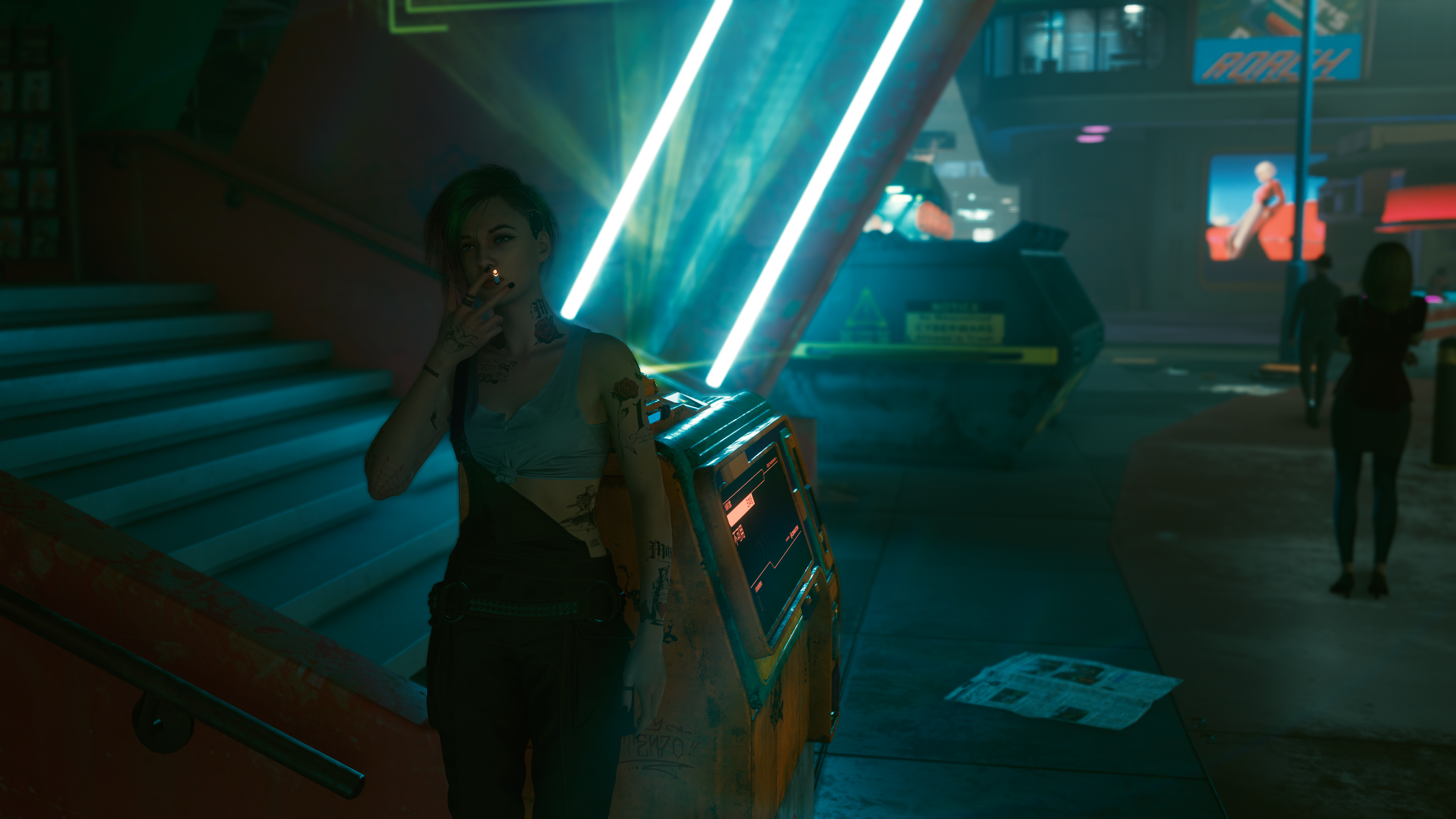 Judy Alvarez from Cyberpunk 2077 smoking HD Wallpaper