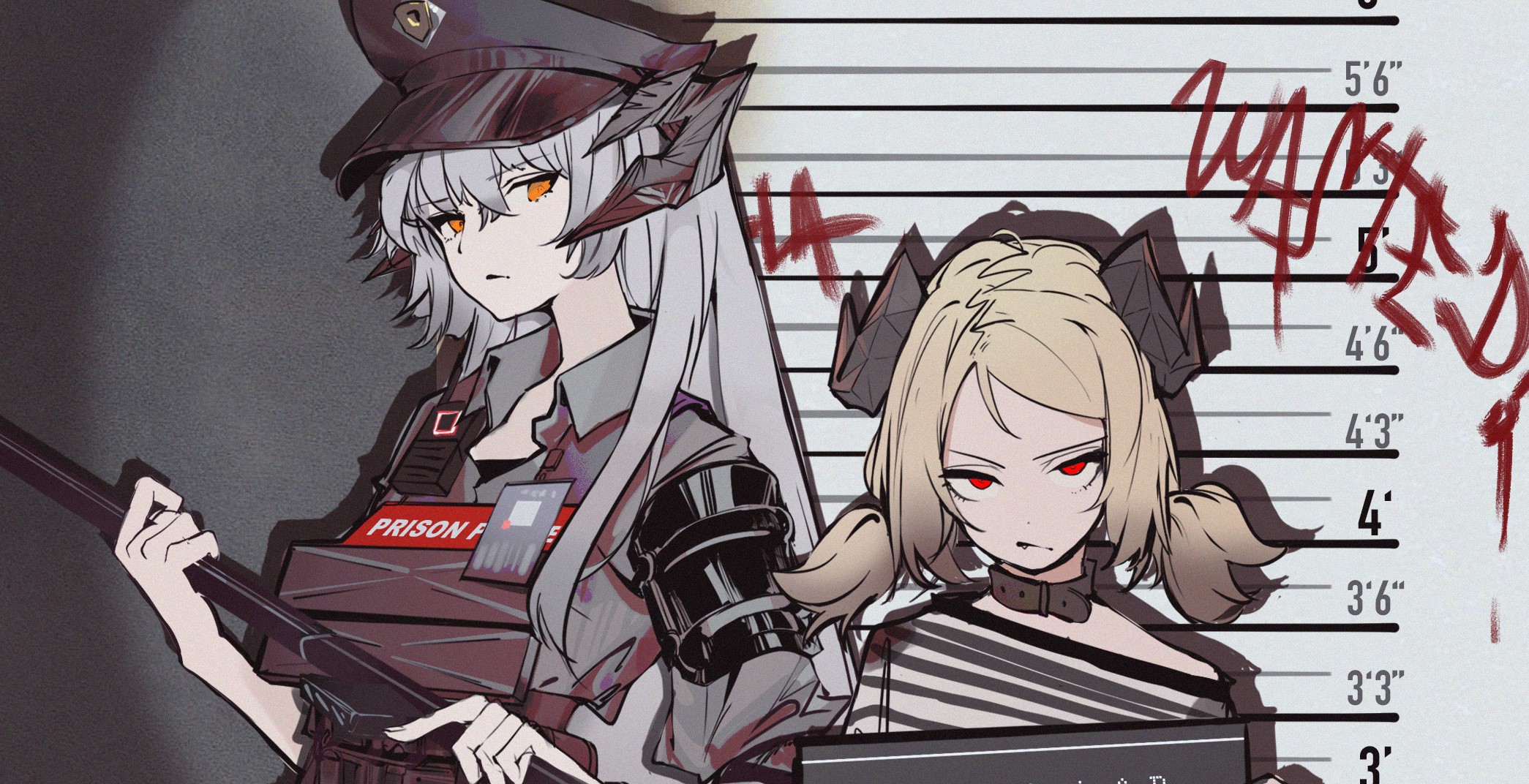 Two women in prison lineup, Arknights HD Wallpaper