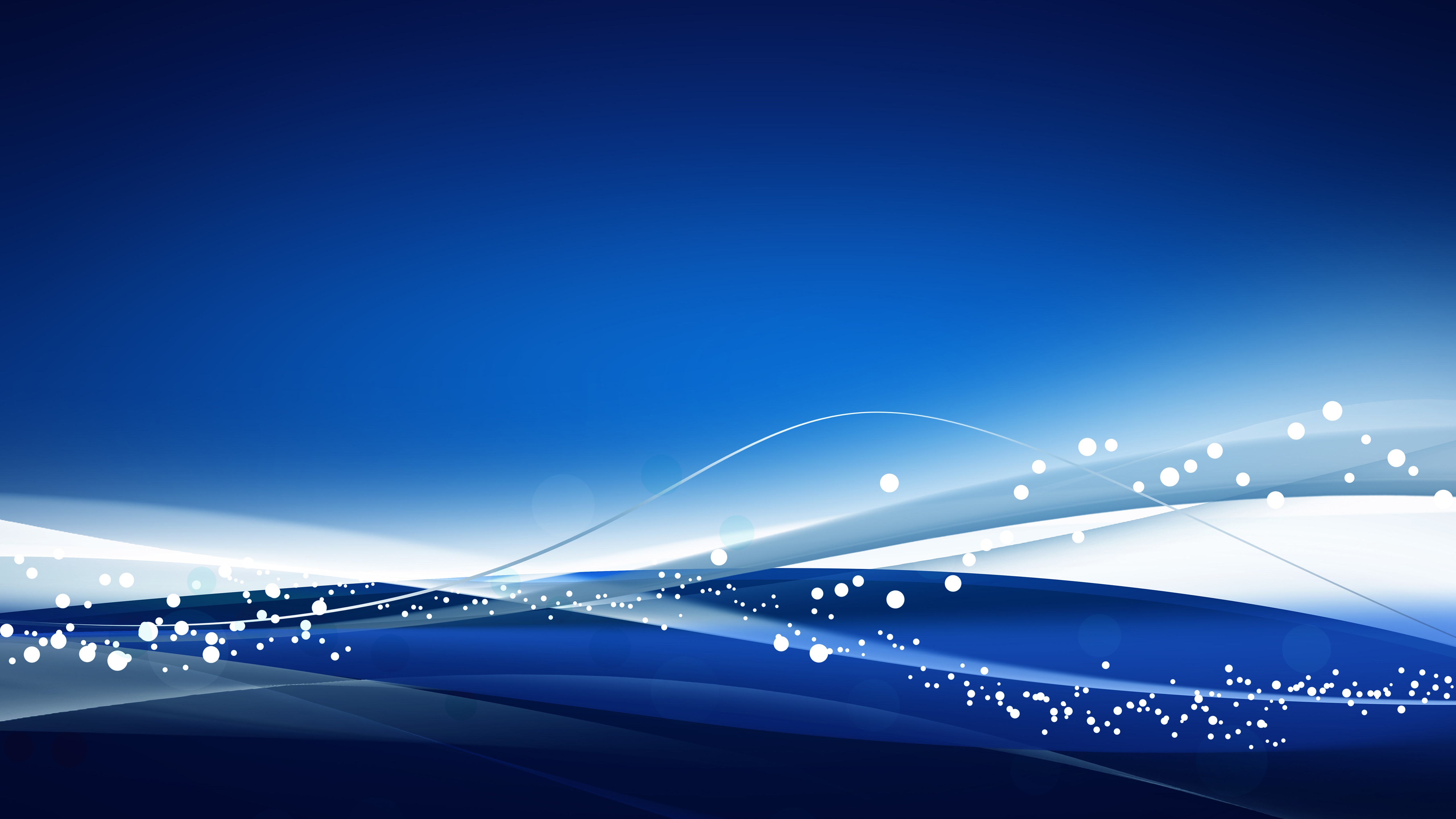 Abstract Blue Waves with White Shapes and Dots HD Wallpaper