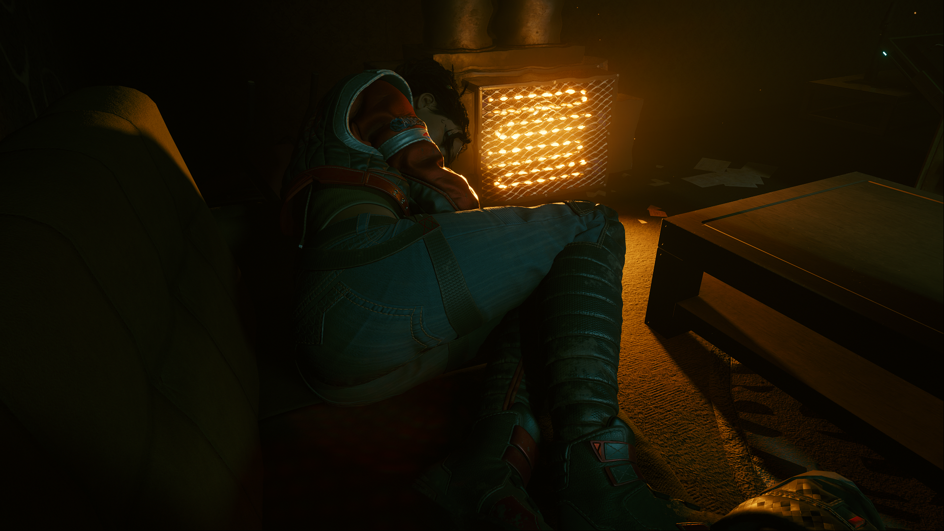 Cyberpunk 2077 screenshot of a person resting HD Wallpaper