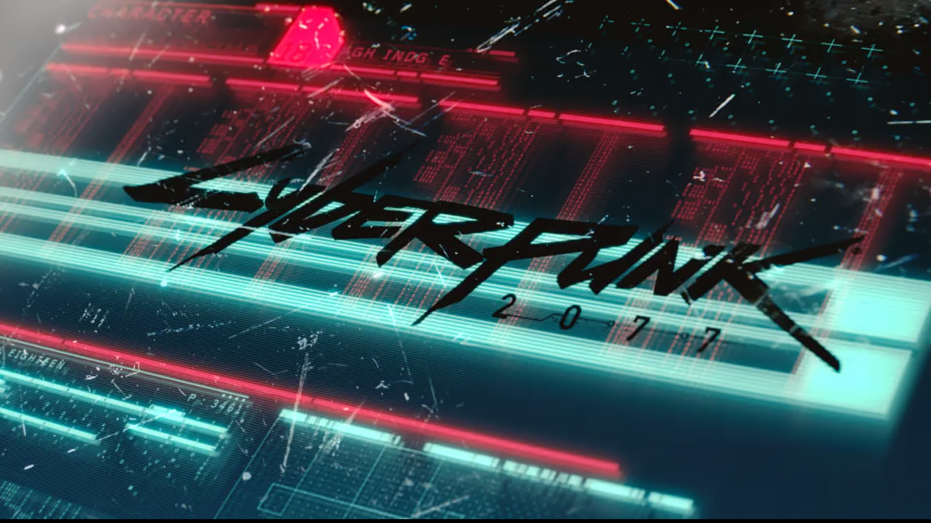 Cyberpunk 2077 logo on a futuristic screen HD Wallpaper