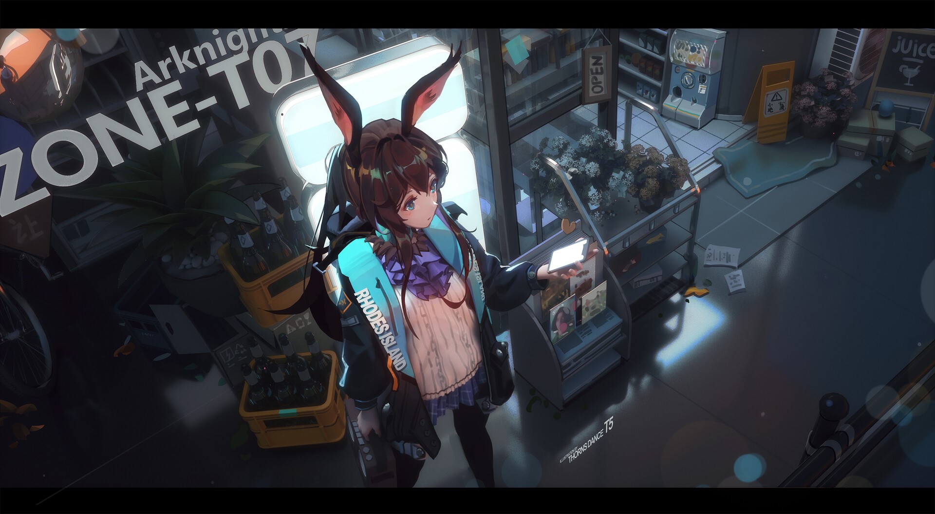 Anime girl with animal ears from Arknights HD Wallpaper