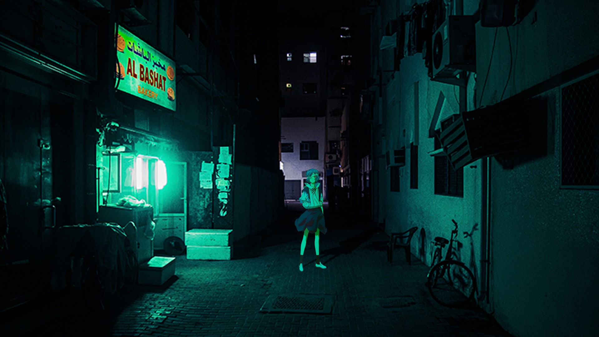 Rei Ayanami from Neon Genesis Evangelion in an alley HD Wallpaper