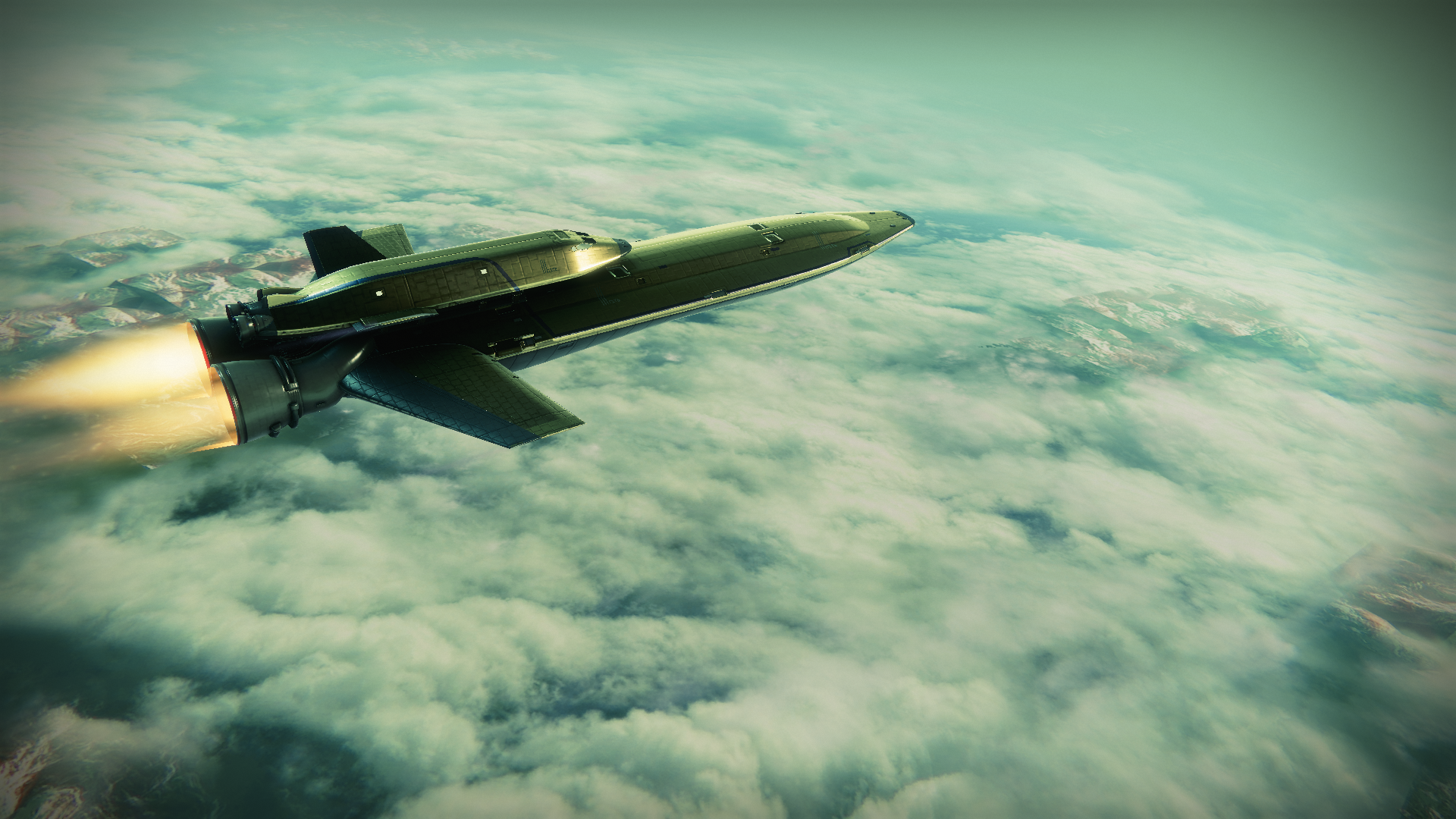 Spaceship flying over clouds in Destiny 2 HD Wallpaper