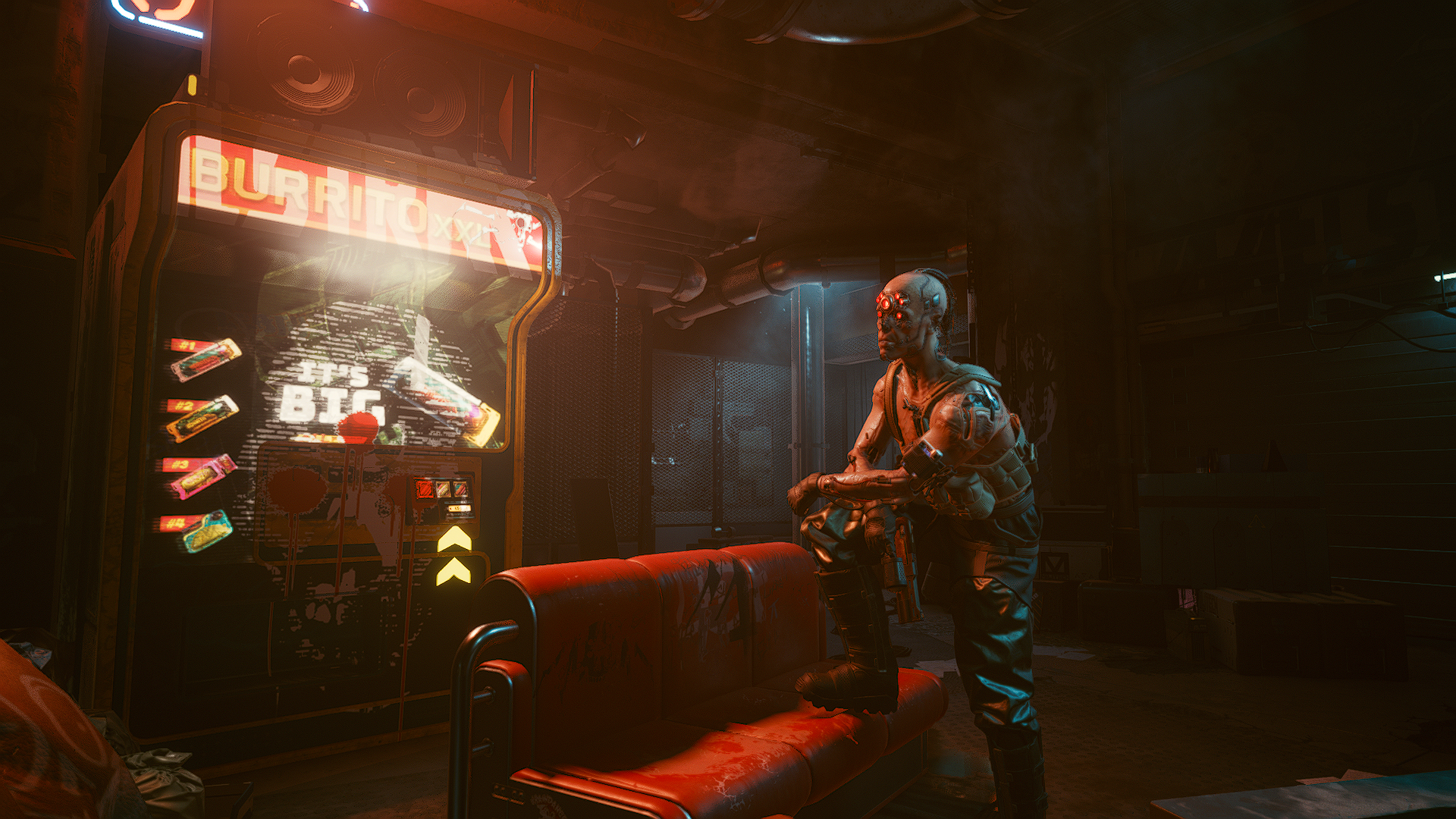 Cyberpunk 2077 character at a vending machine HD Wallpaper