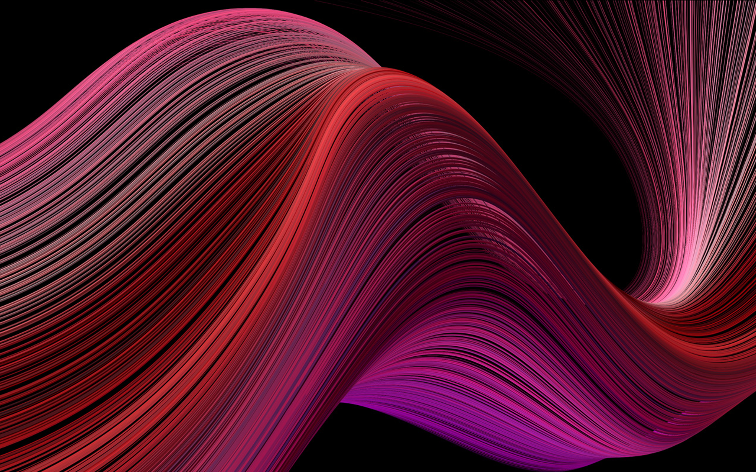 Abstract colorful flowing lines on black background HD Wallpaper