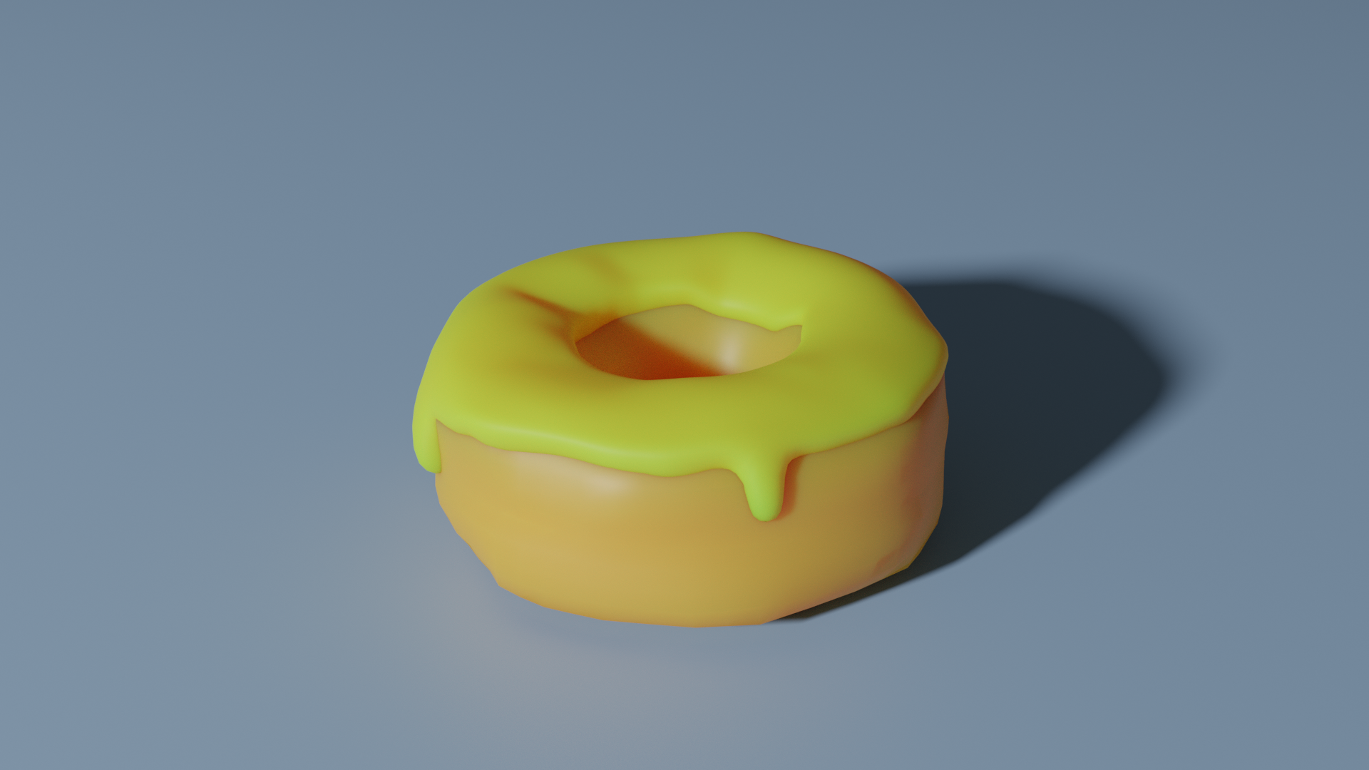 A 3D render of a yellow-frosted donut HD Wallpaper