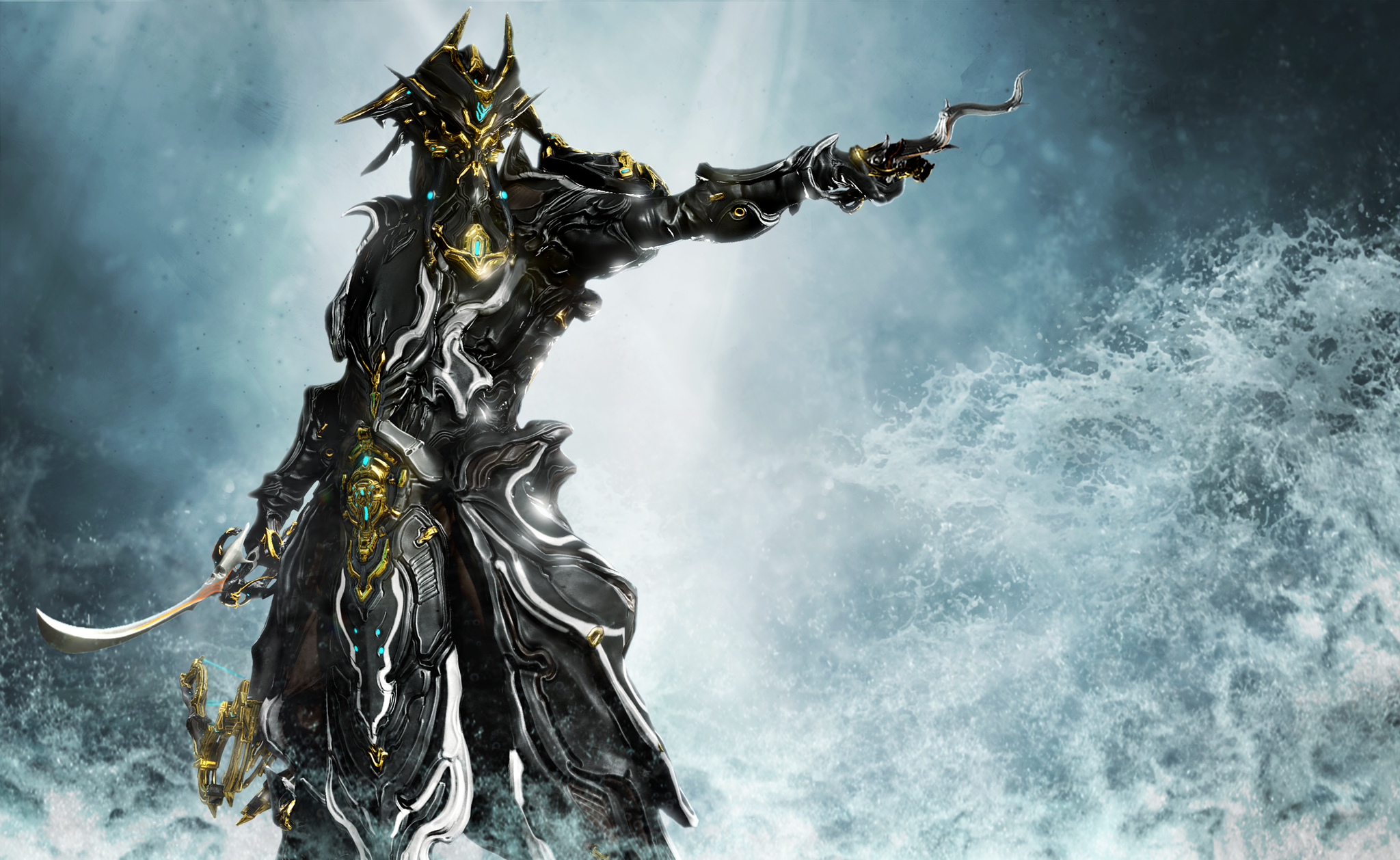 Hydroid from Warframe standing in water HD Wallpaper