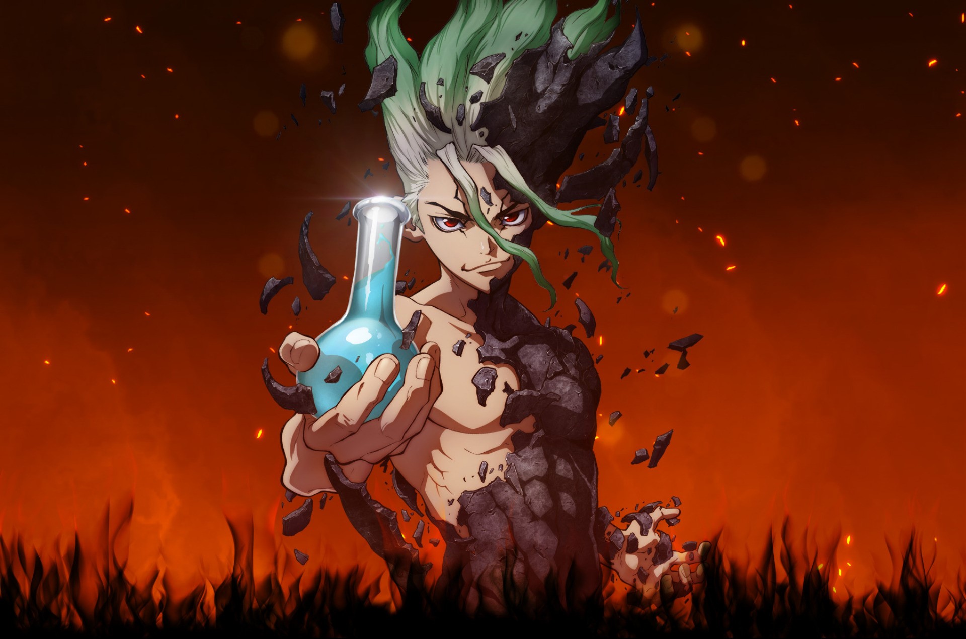 Senkuu Ishigami from Dr. Stone holding a flask HD Wallpaper