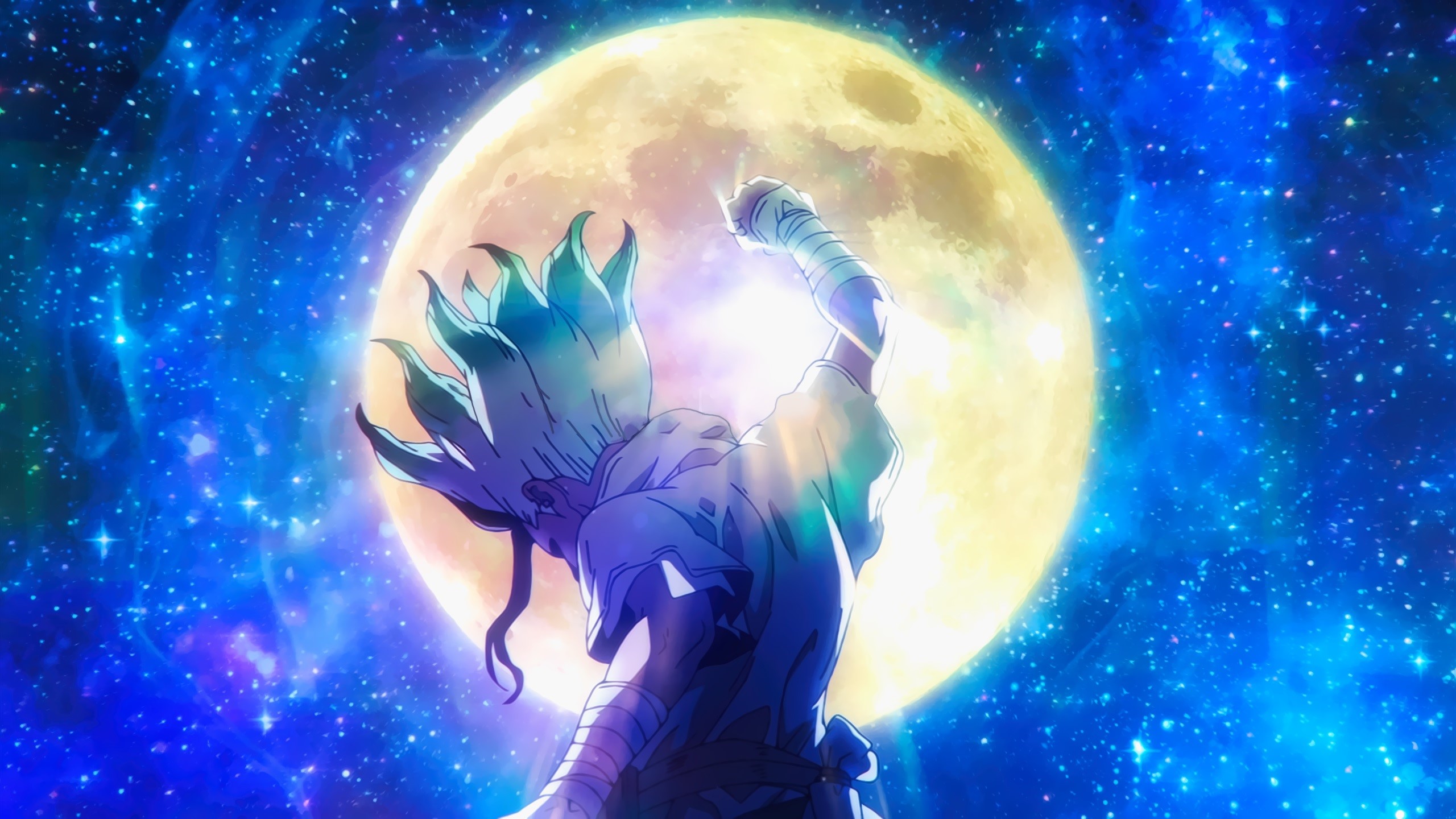 Senkuu Ishigami from Dr. Stone under the moon HD Wallpaper