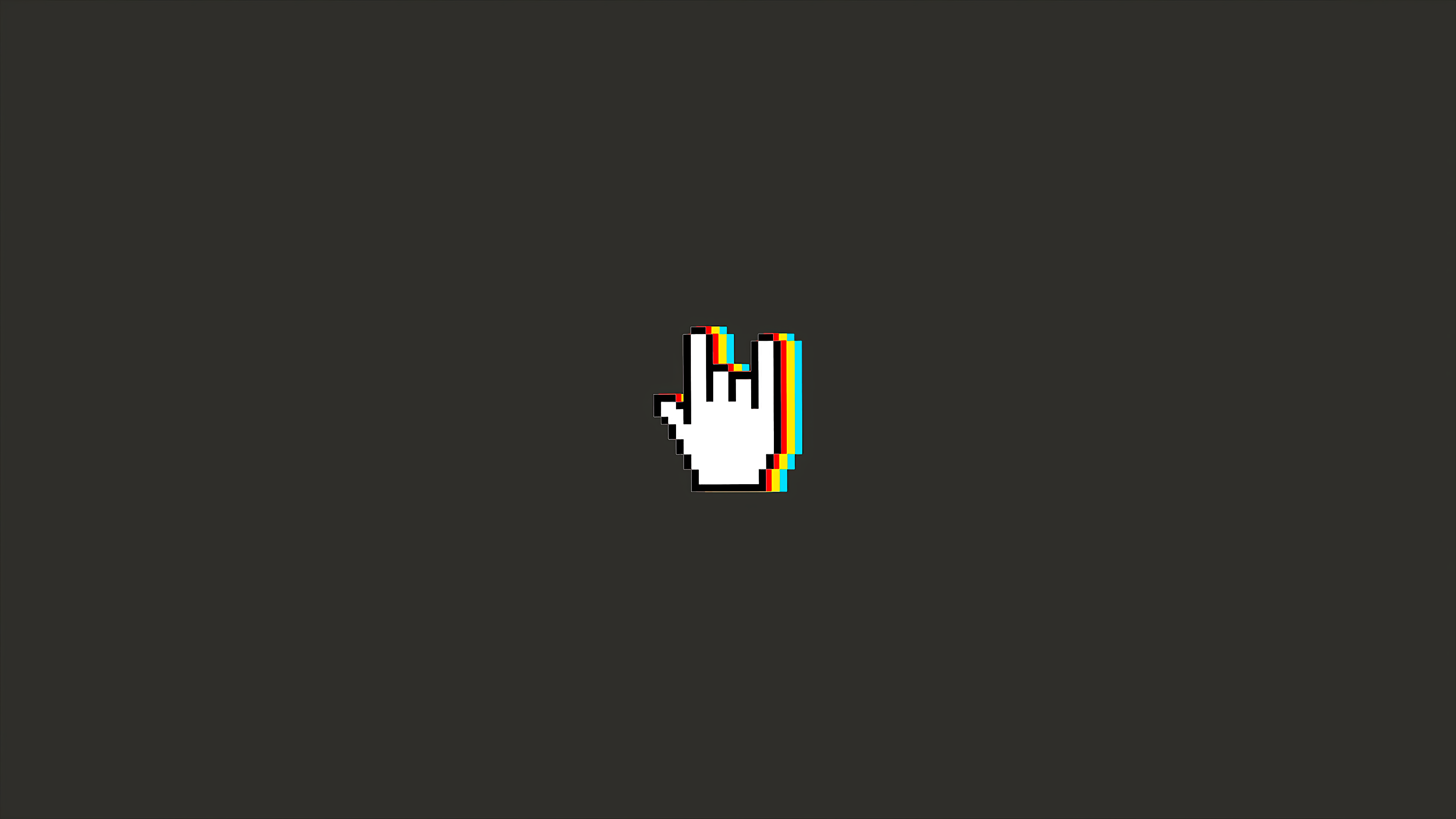 Pixel art hand gesture with chromatic aberration HD Wallpaper